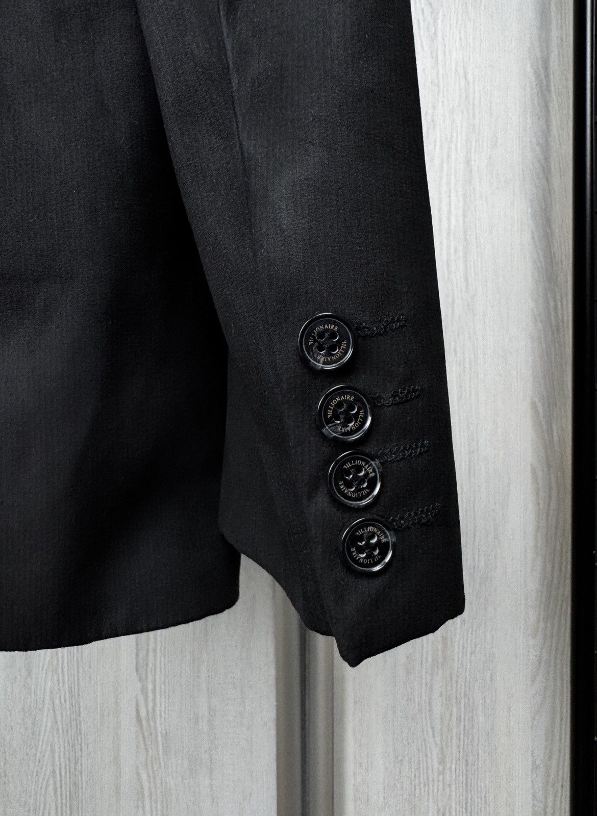 Billionaire Couture Billionaire black 2 button small stripped pattern blazer Size 38R - 10 Thumbnail