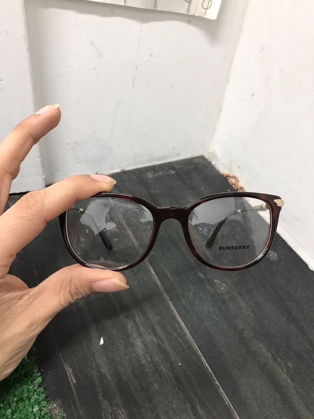 image of Burberry Clear Glasses in Brown, Women's