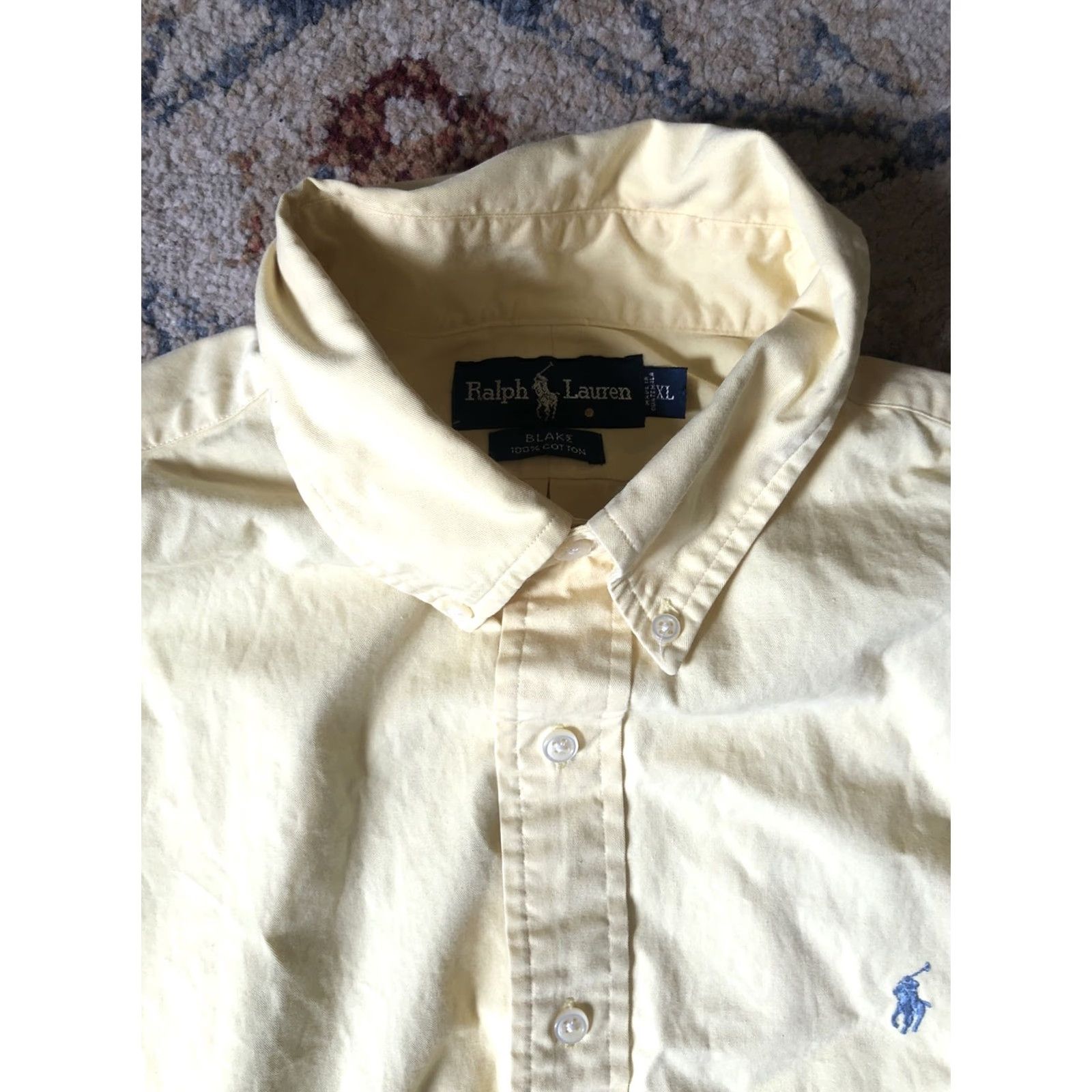 Ralph Lauren Ralph Lauren Blake Dress Shirt Men's Yellow Button-Down Long Sleeve XL Size 46R - 3 Thumbnail