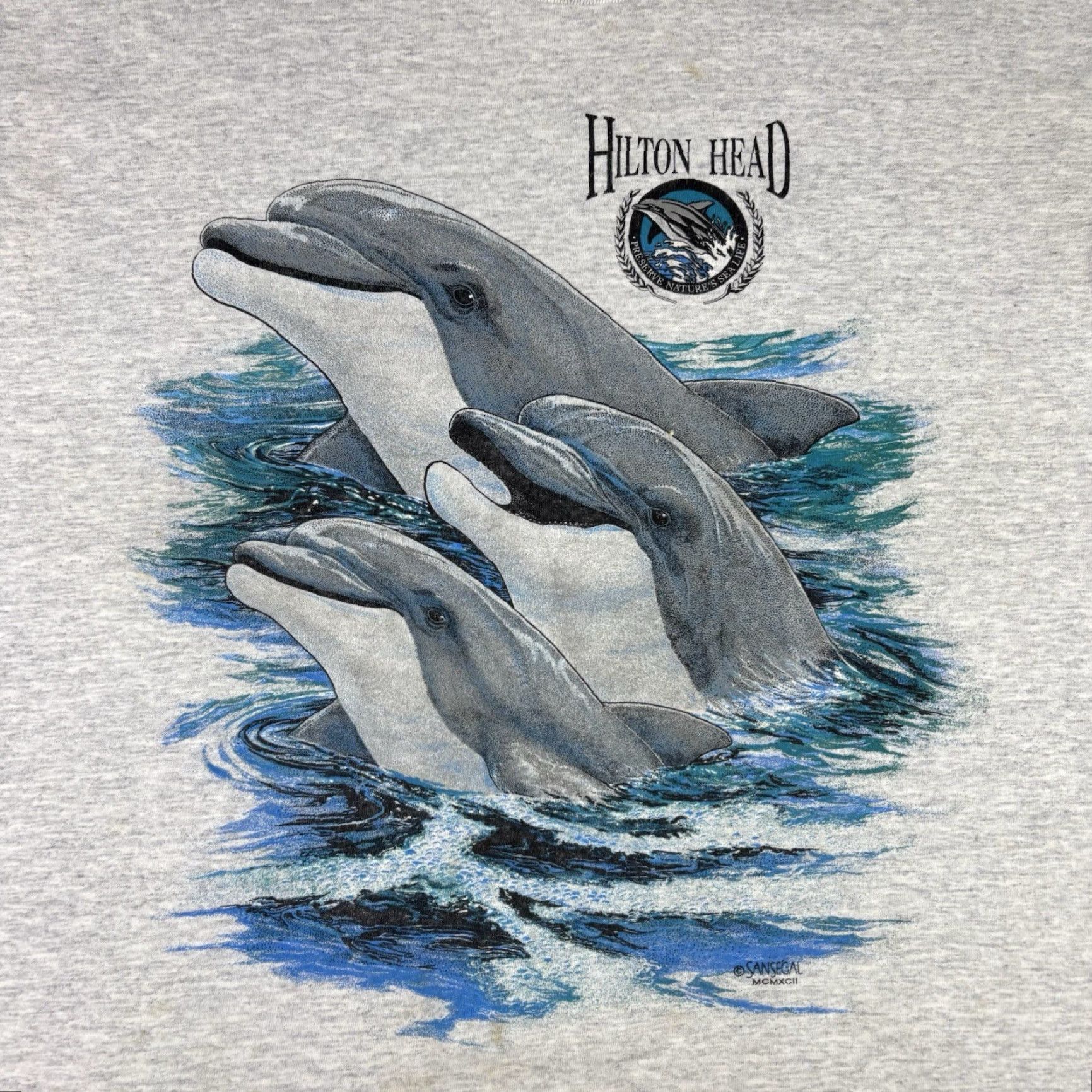 Vintage VINTAGE Hilton Head T Shirt Dolphin Animal Nature Wildlife XL Gray Cotton Knit Men T-Shirt Short Sleeve Crew Neck 90s Size US XL / EU 56 / 4 - 6 Thumbnail