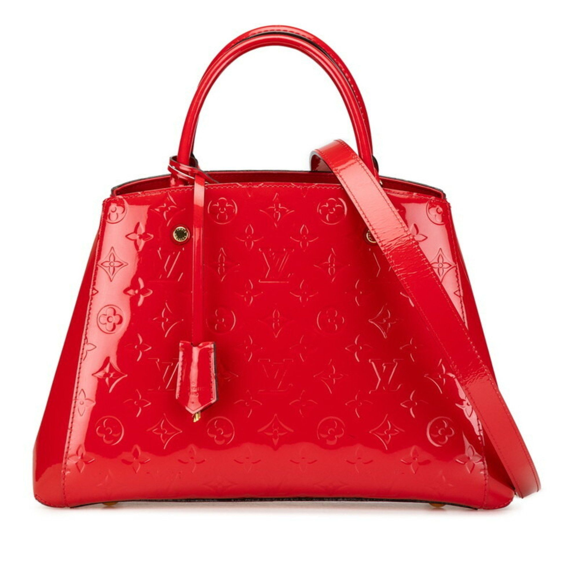 Louis Vuitton Monogram Vernis Montaigne Bb Handbag Shoulder Bag M50187 Cherry Red Patent Leather Women's Louis Vuitton