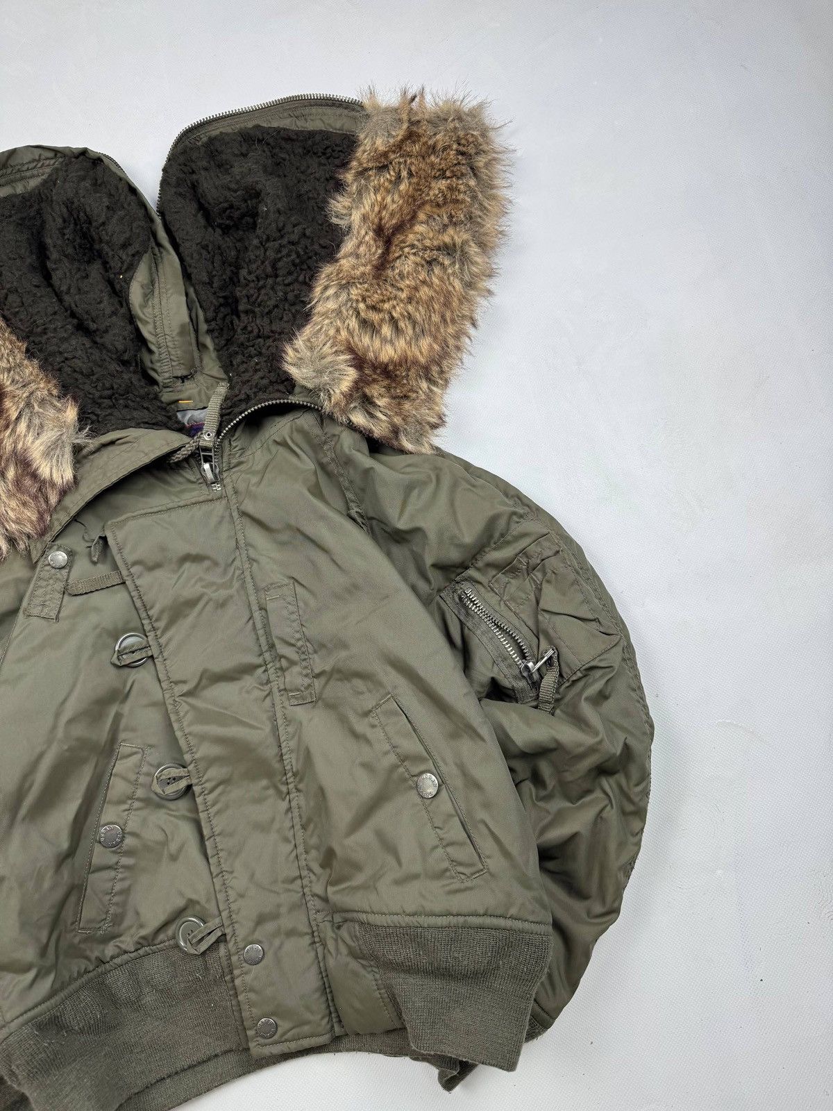 Other Y2k Urban Star Deluxe Fur Hood Bomber Jacket Olive Green Size M / US 6-8 / IT 42-44 - 2 Thumbnail