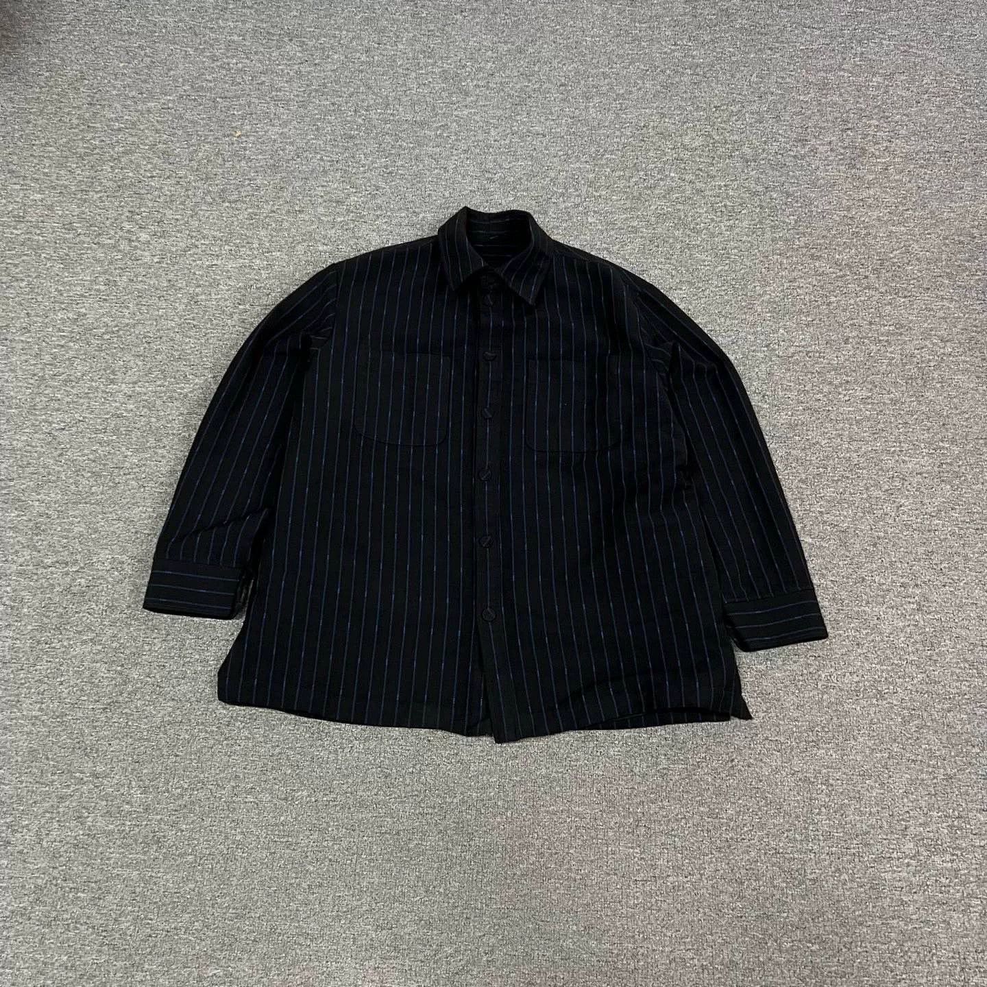 Fendi Fendi Dark Blue Stripe Wool Shirt Jacket 54 Size US L / EU 52-54 / 3 - 1 Thumbnail