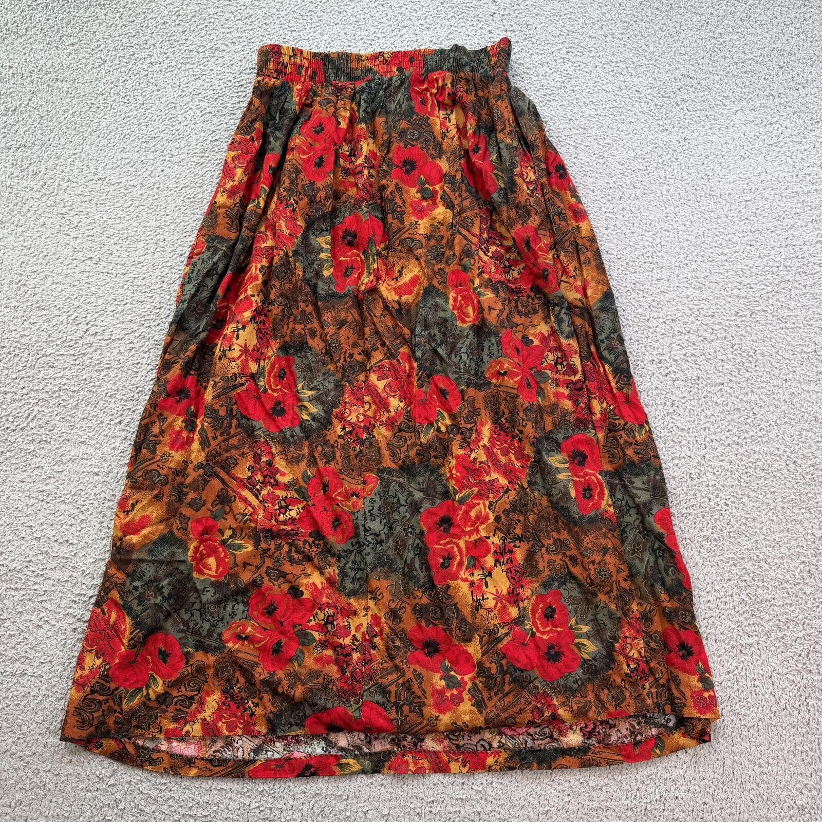 Other Vintage 90s Lee Winter Floral Maxi Skirt Boho Prairie 12 Size 34" / US 12 / IT 48 - 2 Thumbnail