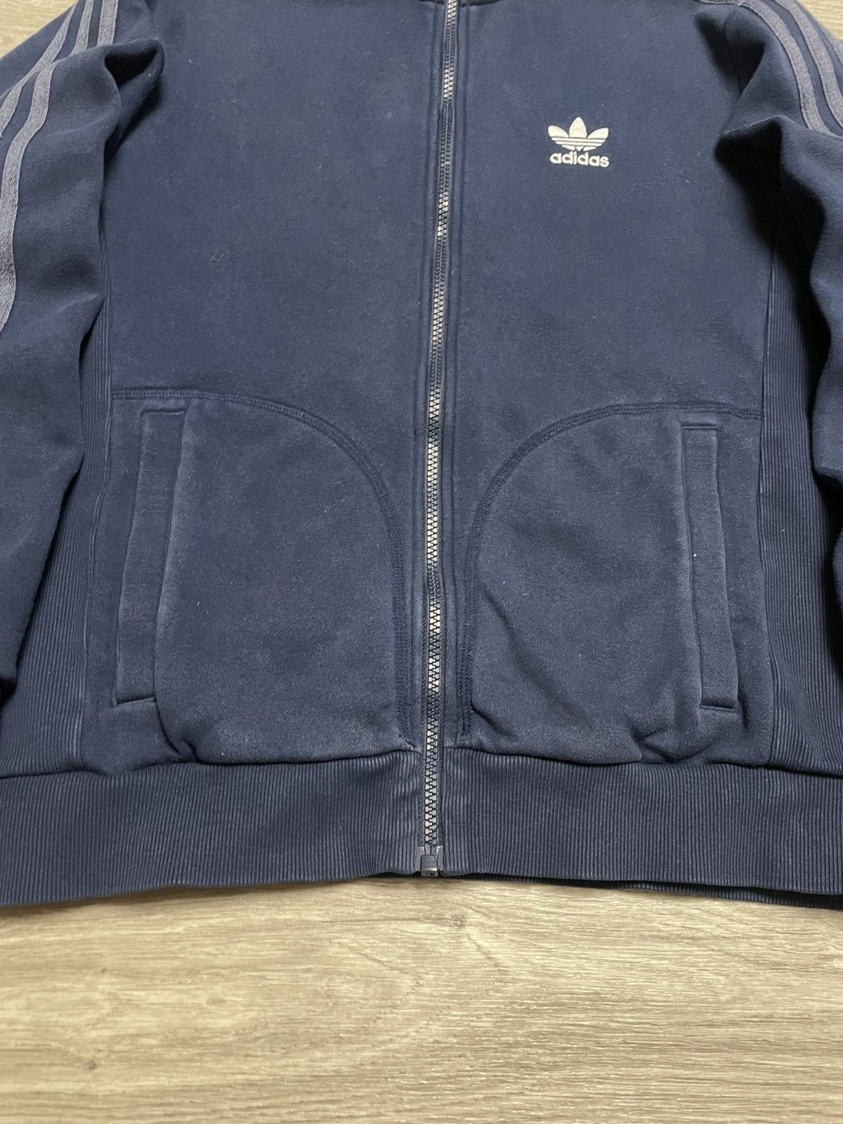 Adidas Vintage Adidas 3-Stripe Cotton Track Jacket Navy Blue Y2K Size US S / EU 44-46 / 1 - 7 Thumbnail