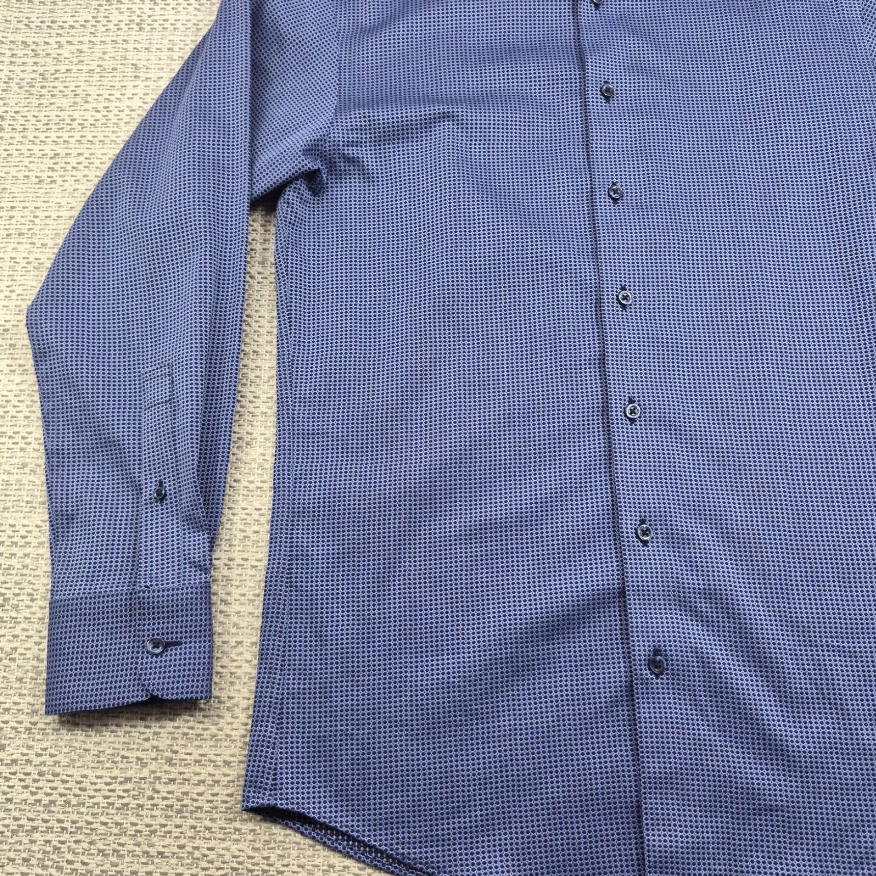 Murano Murano Shirt Button Up Mens 15 32/33 Blue Geometric Stretch Dress Long Sleeve Size 40R - 3 Thumbnail
