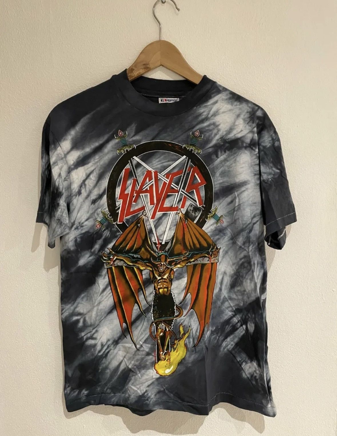 image of Hanes x Slayer Very Authentic Vintage 1988 Slayer Tie Dye Winterland L, Men's (Size Large)