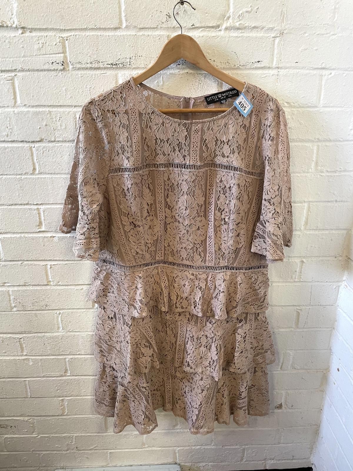 Designer Little Mistress Beige Lace Peplum Dress Size UK 20 / US 16 Size XXL / US 16-18 / IT 52-54 - 1 Thumbnail