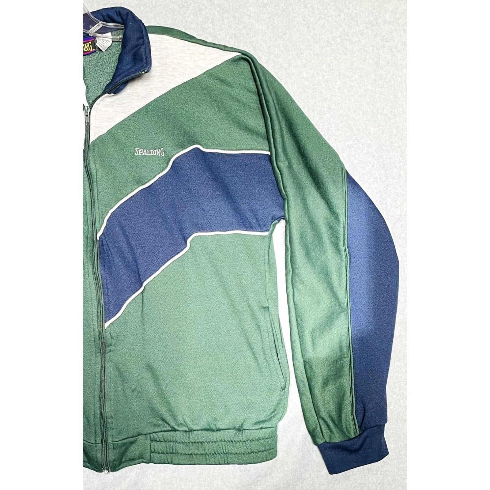 Spalding VINTAGE Spalding Jacket Long Sleeve Full Zip Sweater Green Blue Gray Large Men Size US L / EU 52-54 / 3 - 4 Thumbnail