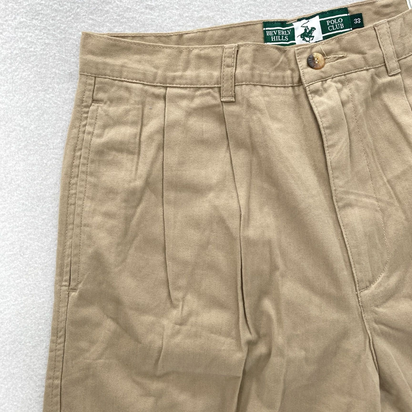 Beverly Hills Polo Club VINTAGE Beverly Hills Polo Club Duplex Shorts Mens 33 Khaki Beige Pleated Chino Size US XS / EU 42 / 0 - 2 Thumbnail