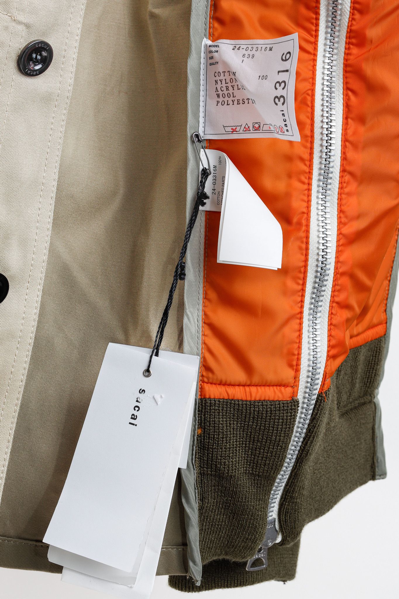 Sacai Sacai SS/24 Buttoned Long-Sleeved Brown Khaki Jacket Size US S / EU 44-46 / 1 - 11 Thumbnail