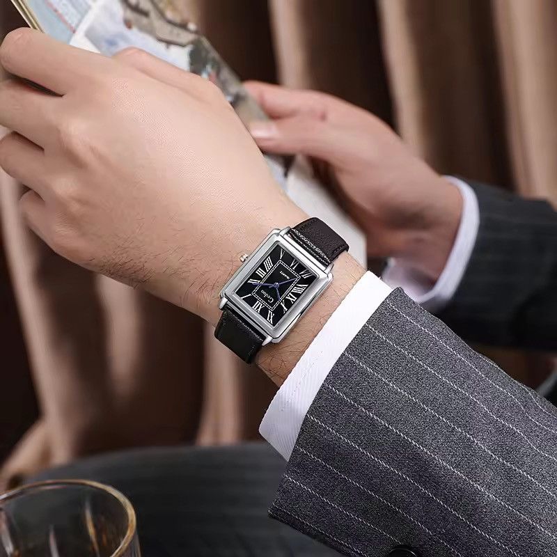 Japanese Brand Classic Roman Dial Quart Watch– Leather Strap Size ONE SIZE - 6 Thumbnail