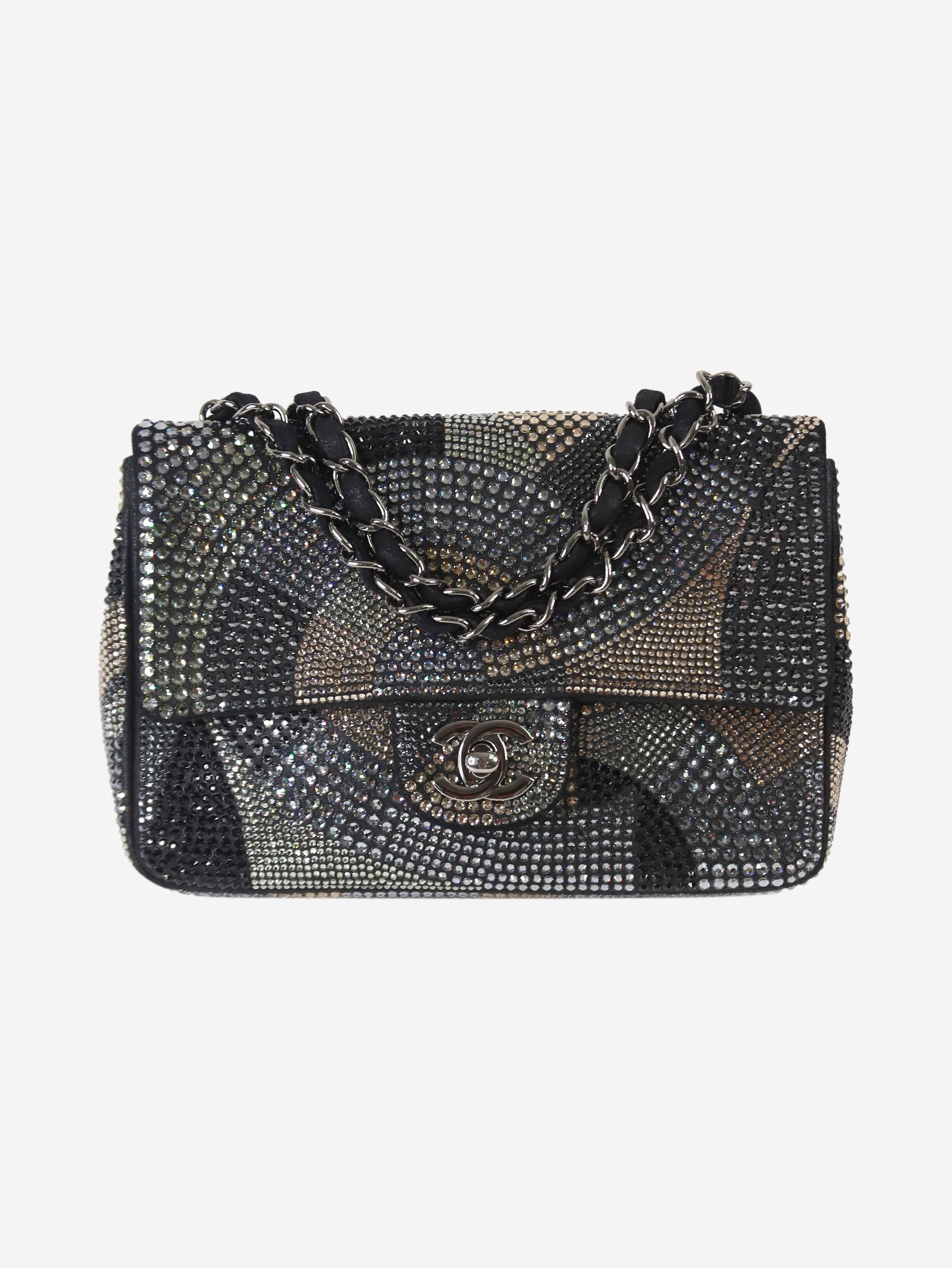 image of Chanel Black Mini Rectangle Swarvovski Crystals 2015 Classic Single, Women's