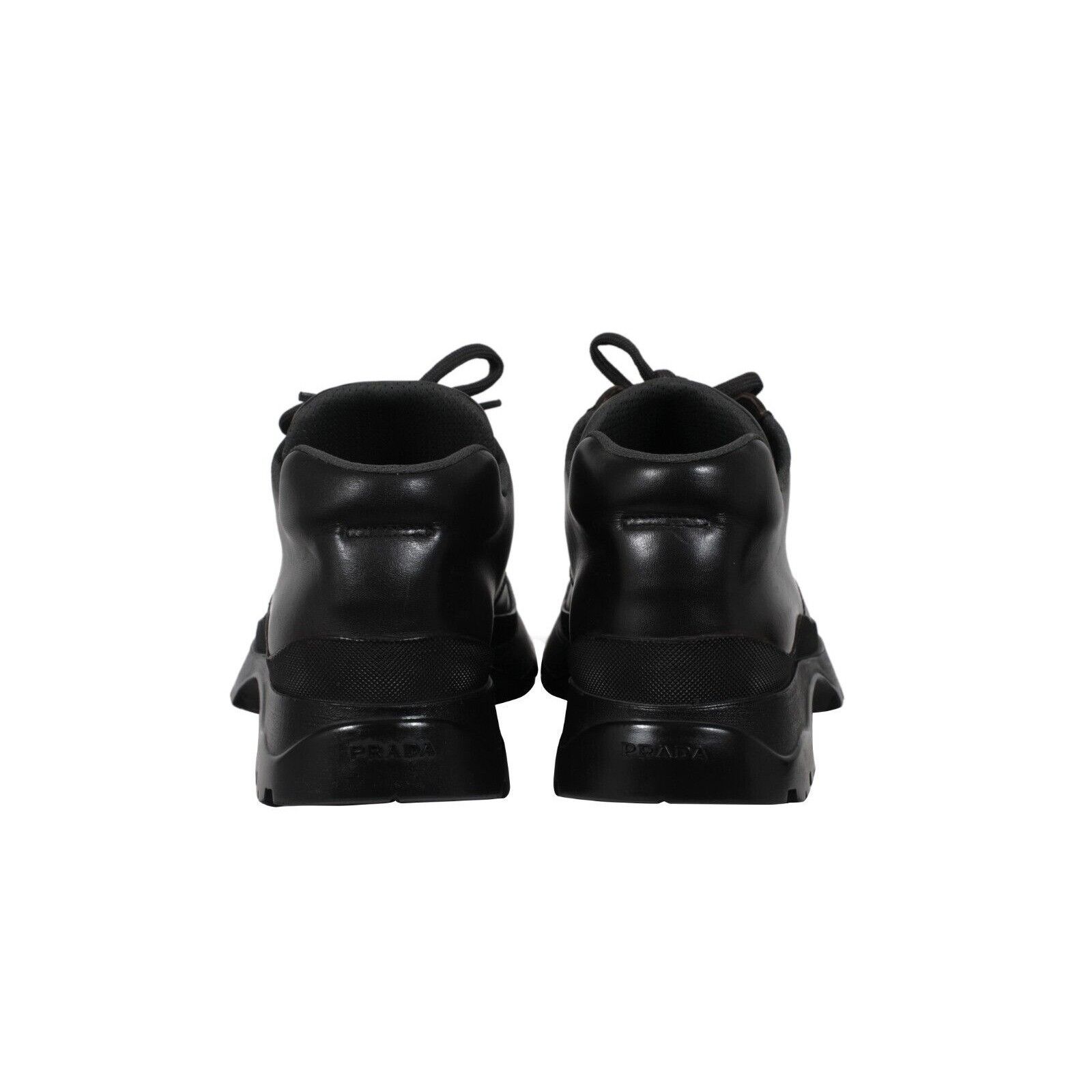 Prada Brixxen Mid Top Derby Shoes Black Leather Size US 8.5 / EU 41-42 - 5 Thumbnail