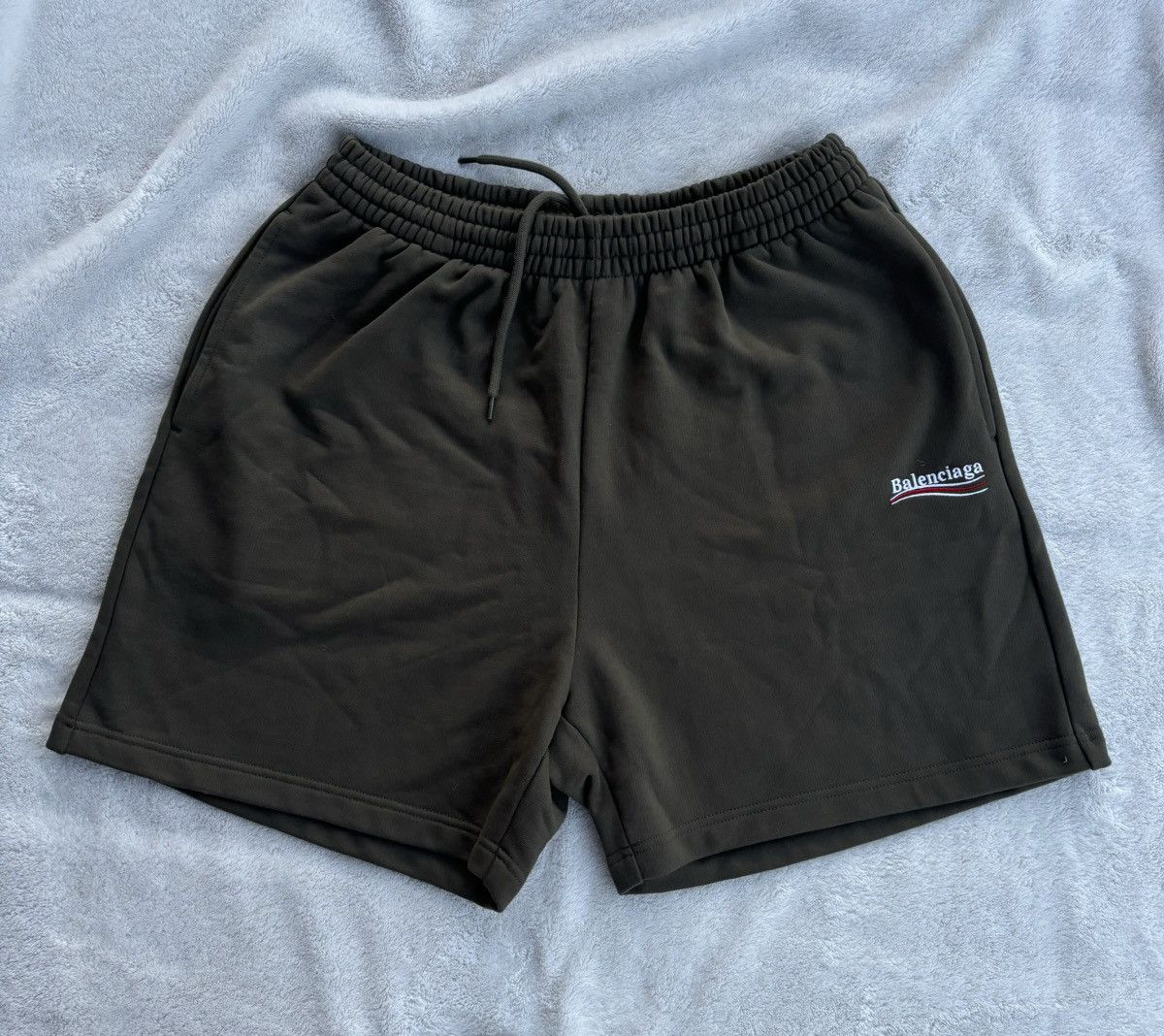 Balenciaga Olive Campaign Cotton Sweat Shorts