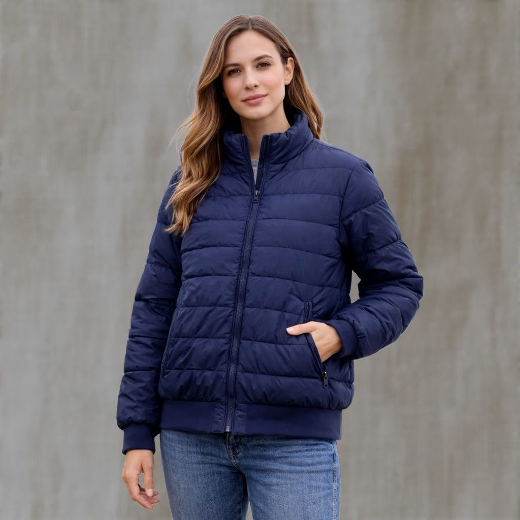 Gap GAP Puffer Jacket Women XL Navy Blue Mid-Length Full Zip Zip Pockets Nylon Primaloft Wind-Resistant Quilted Solid Long Sleeve Regular Jacket Size XL / US 12-14 / IT 48-50 - 1 Thumbnail