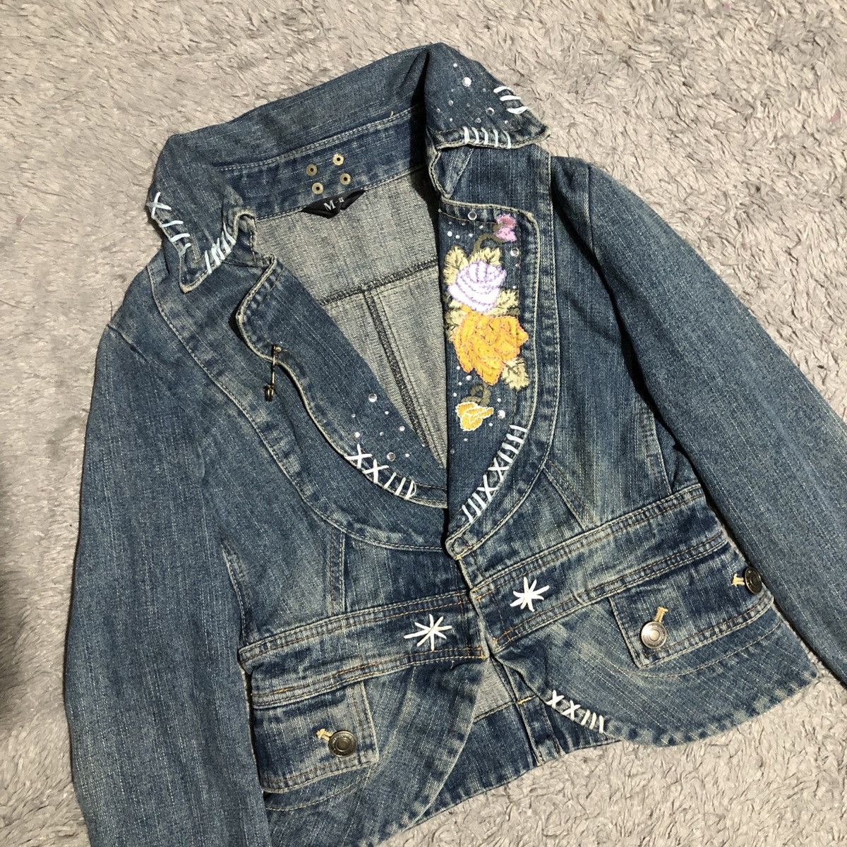 If Six Was Nine × Japanese Brand JAPANES BRAND M2 DENIM JACKET EMBROIDED ROSE Size S / US 4 / IT 40 - 10 Thumbnail