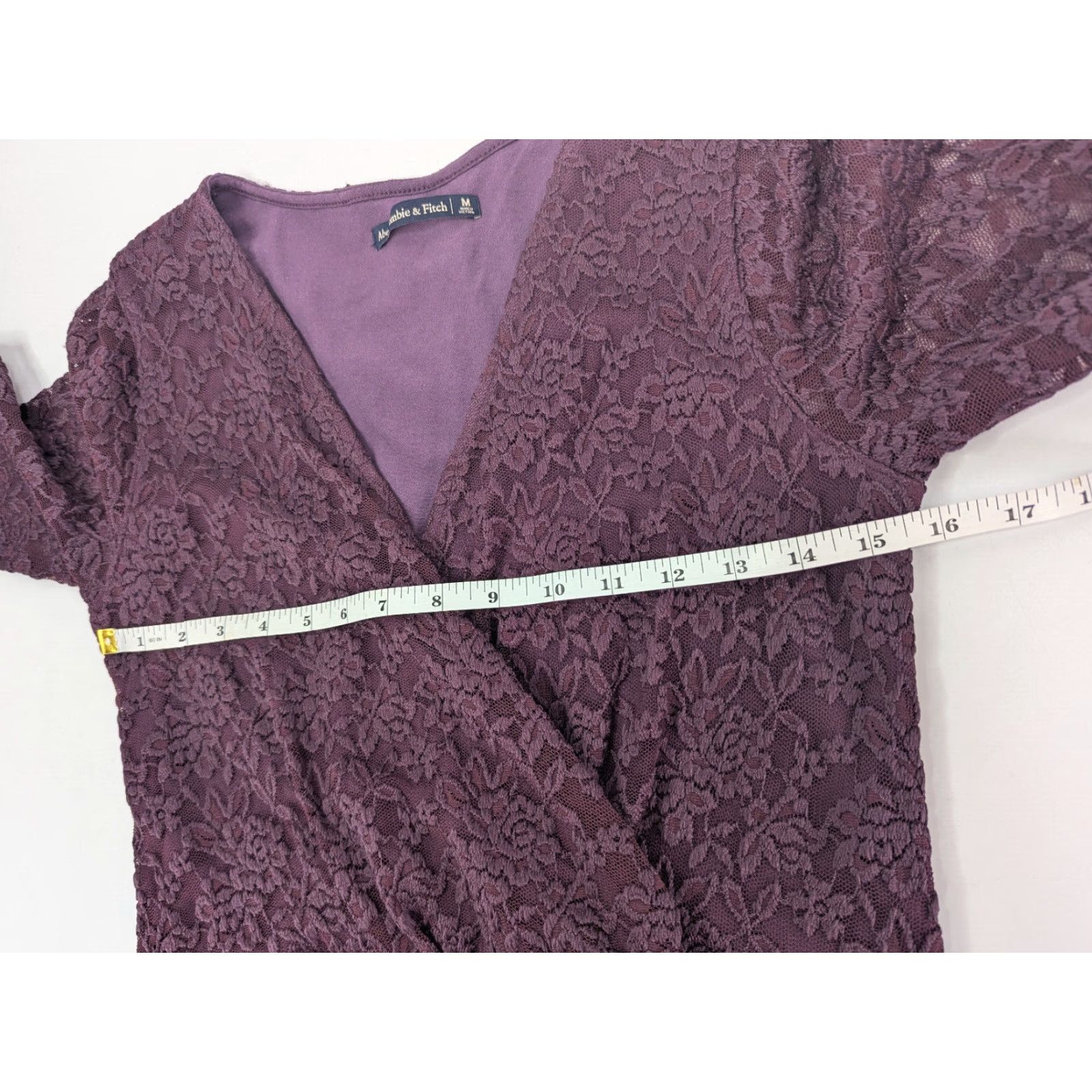 Abercrombie & Fitch Abercrombie & Fitch Purple Lace Dress Women Size Medium Long Sleeve V-Neck Wrap Dress A-Line Mini Casual Party/Cocktail Womens Size M / US 6-8 / IT 42-44 - 7 Thumbnail
