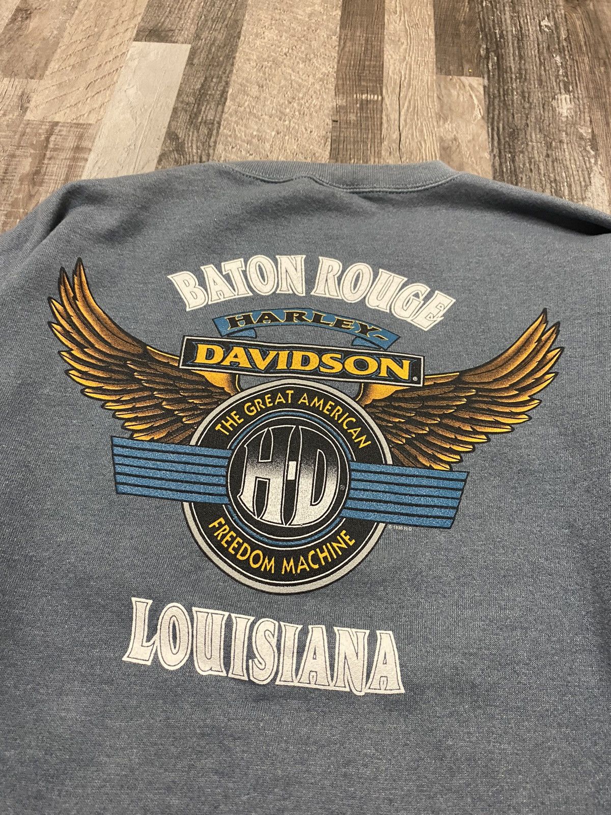 Harley Davidson × Vintage 1995 Vintage Harley Davidson Flag Crewneck Sweatshirt Polo Size US L / EU 52-54 / 3 - 6 Thumbnail