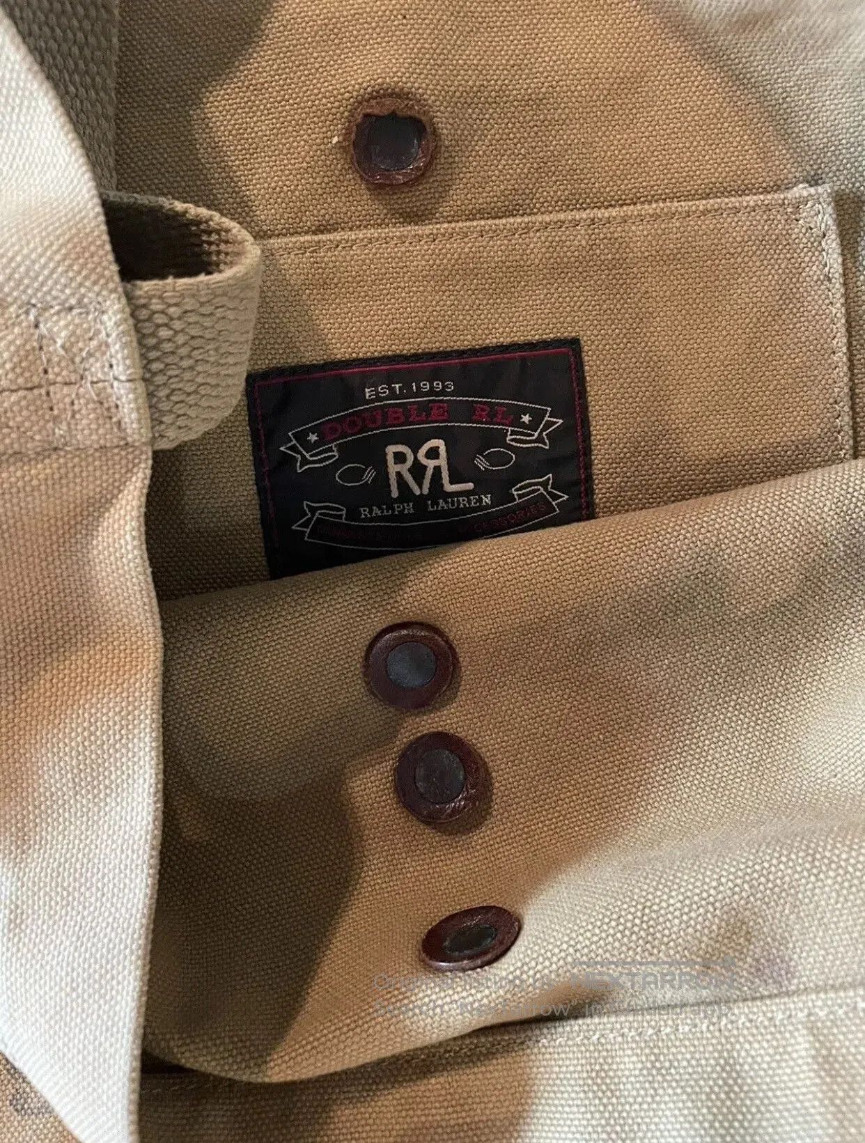 RRL Ralph Lauren vintage olive canvas leather tote bag. Size ONE SIZE - 5 Thumbnail