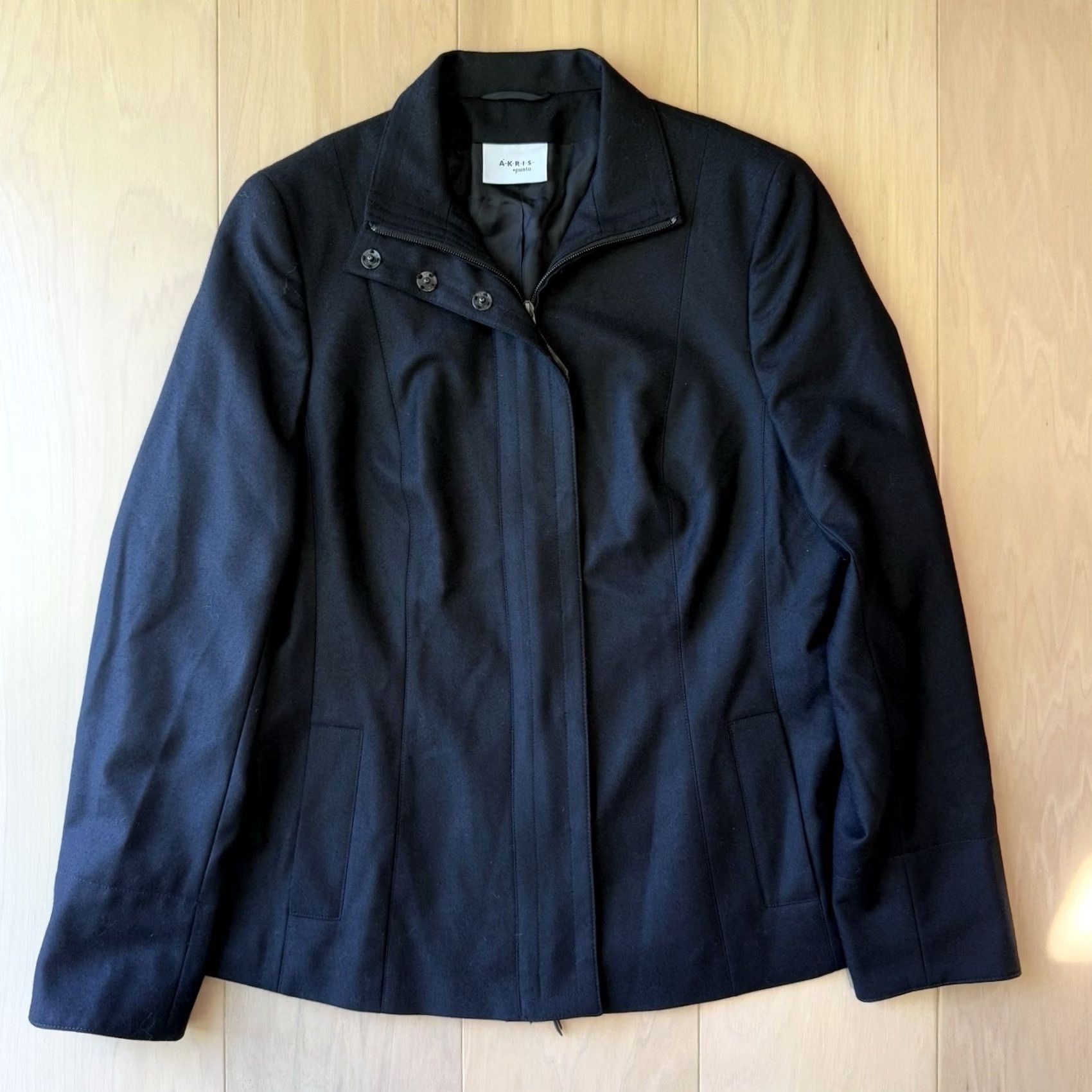 Akris Akris Punto Wool Coat Women's 10 Black Full Zip Designer Switzerland Size L / US 10 / IT 46 - 2 Thumbnail