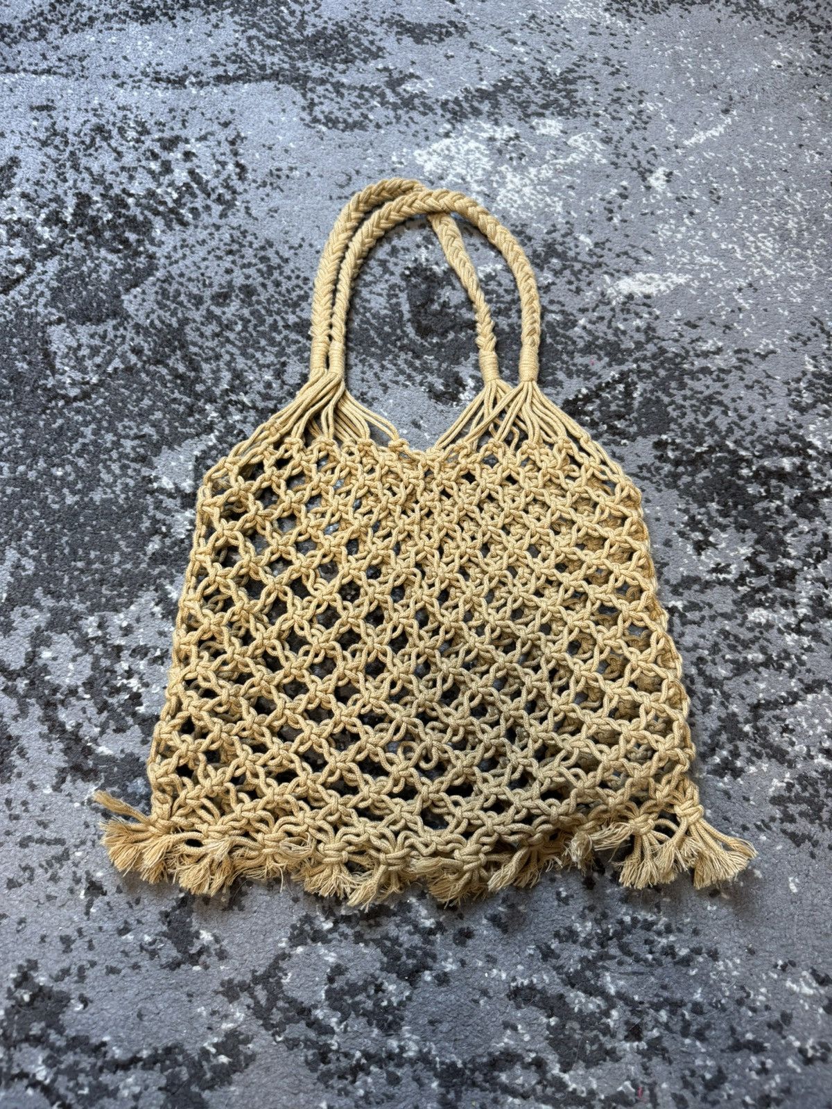 Vintage Vintage Y2K Archival 90s Macrame Bag Brown Openwork Size ONE SIZE - 7 Thumbnail