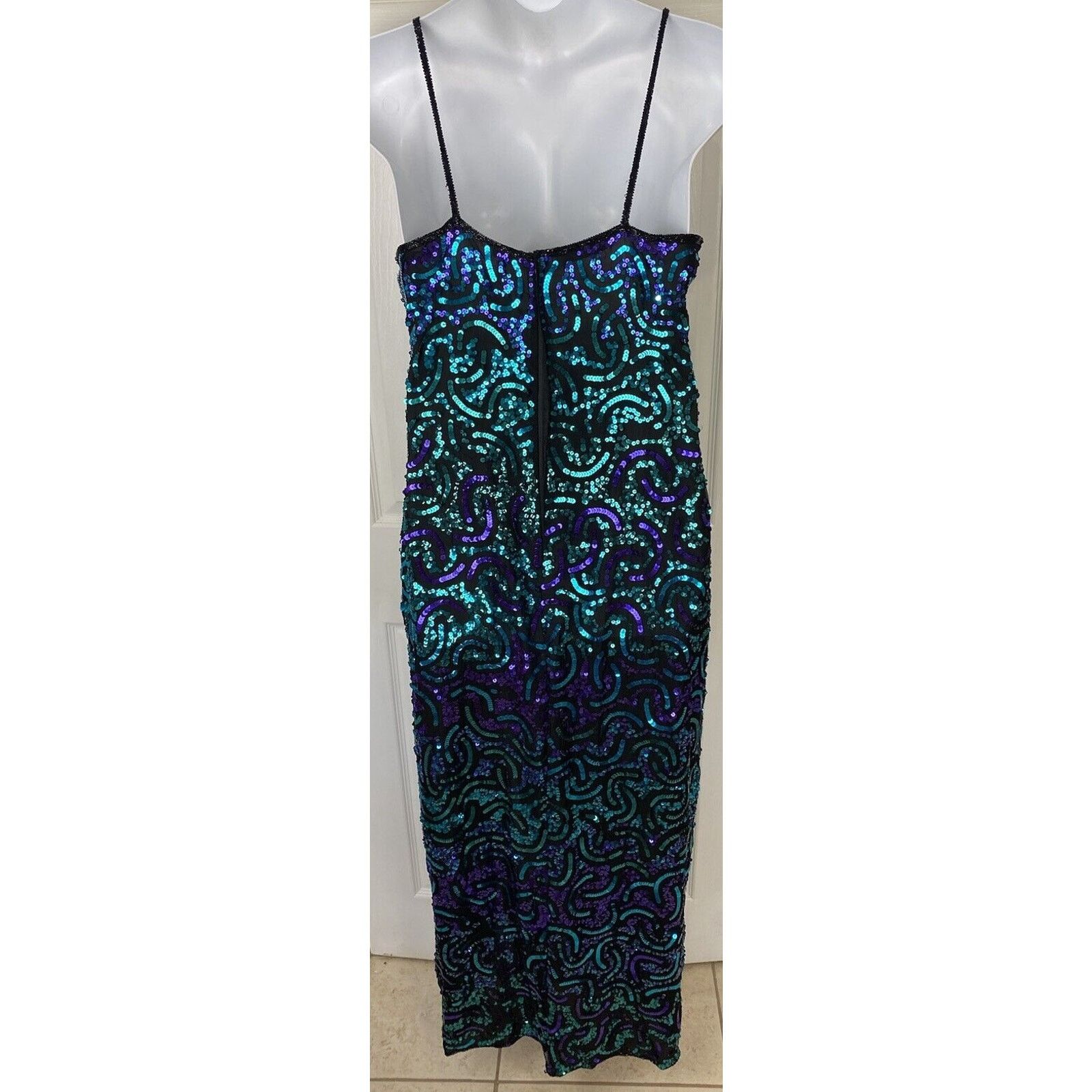 Other VTG Scala Beaded Silk Sequin Dress Purple Teal swirl Size XL / US 12-14 / IT 48-50 - 6 Thumbnail