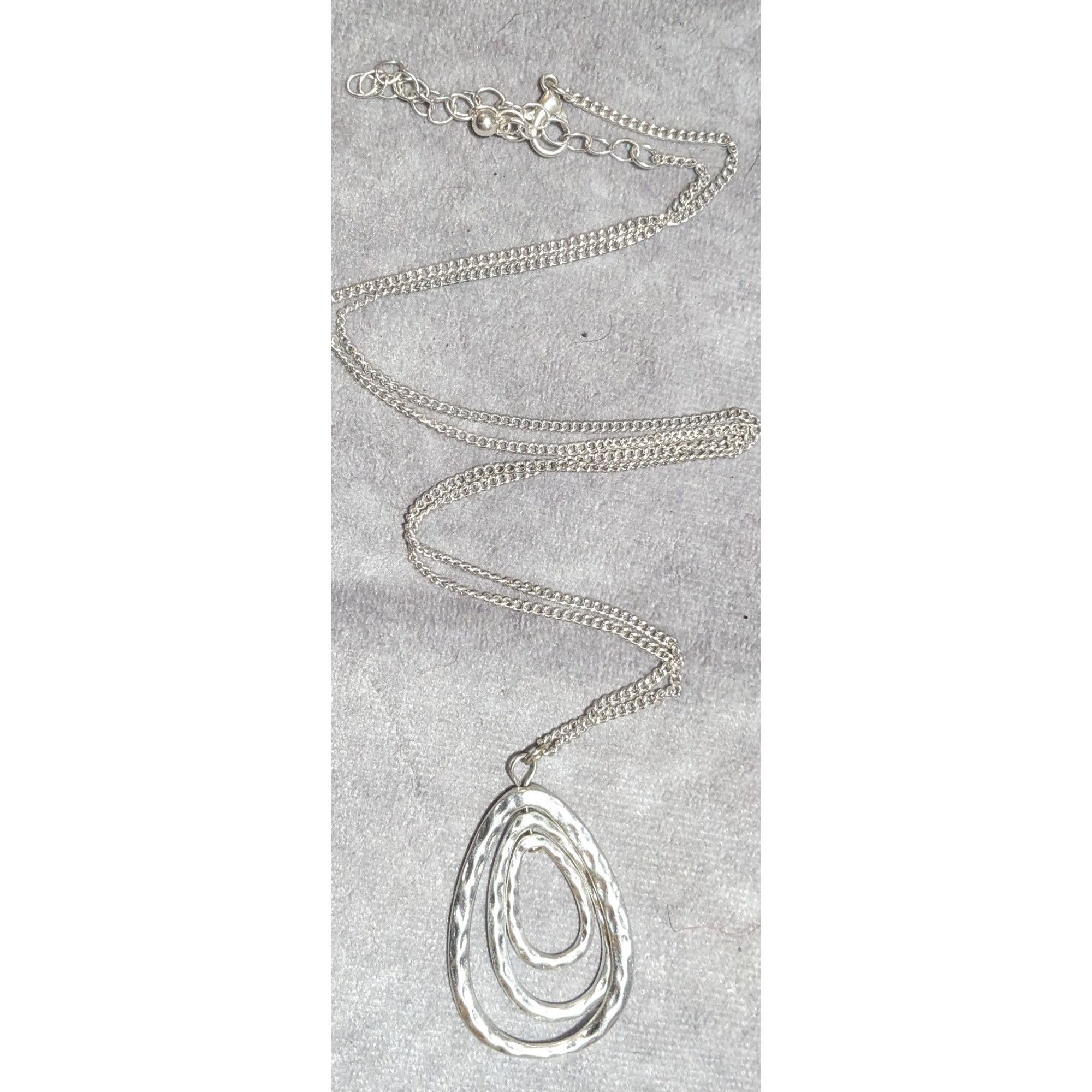 Other Silver Hammered Teardrop Pendant Necklace Size ONE SIZE - 10 Thumbnail