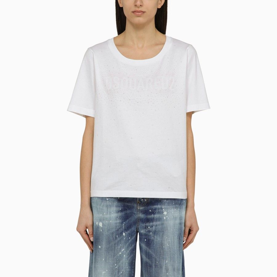 Dsquared2 o1d2blof0824 Cotton Crew-neck Logo T-Shirt in White Size S / US 4 / IT 40 - 1 Thumbnail