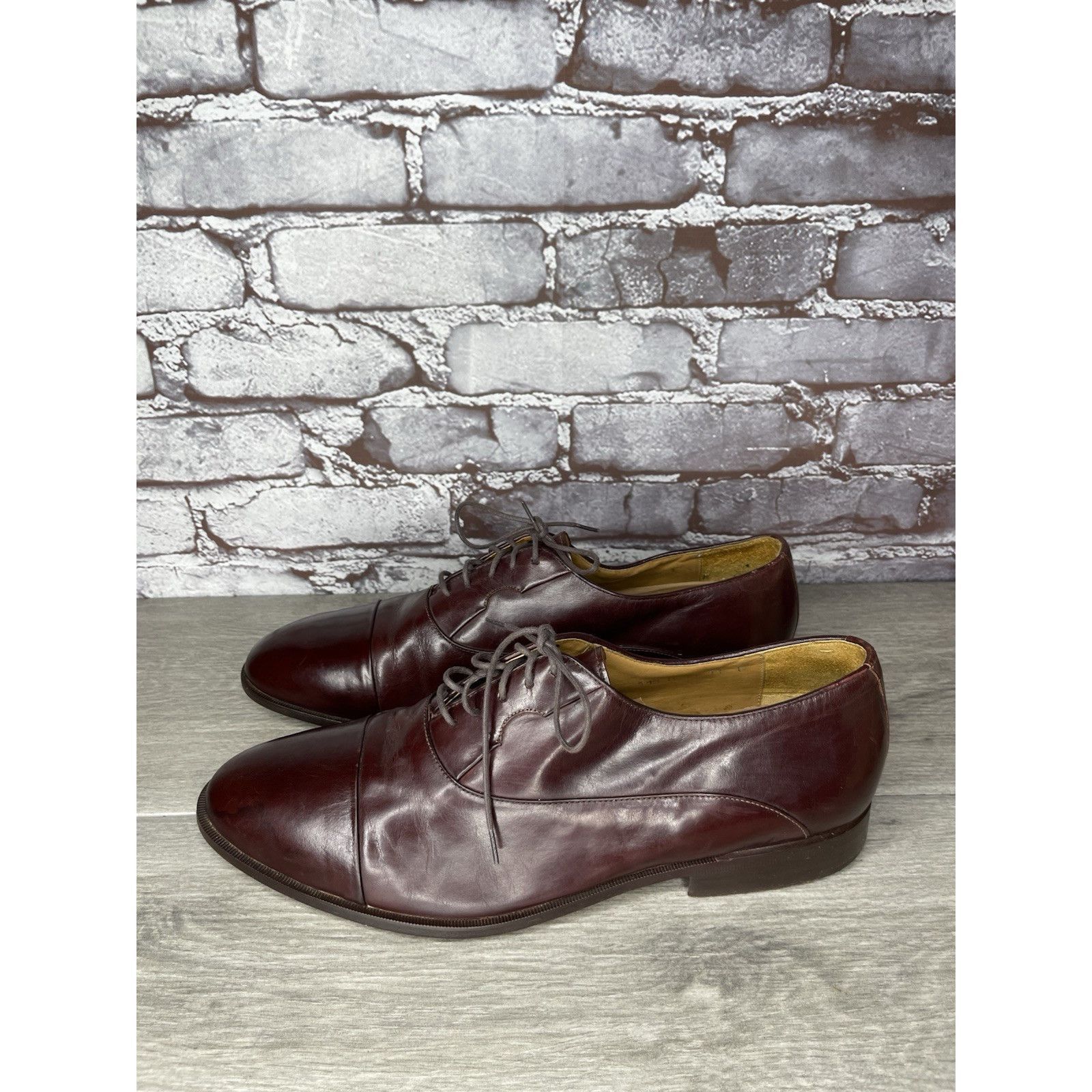 HARAGO Paragon Brown Leather Cap Toe Handmade Oxfords Lace Up Shoes Size US 11 / EU 44 - 20 Thumbnail