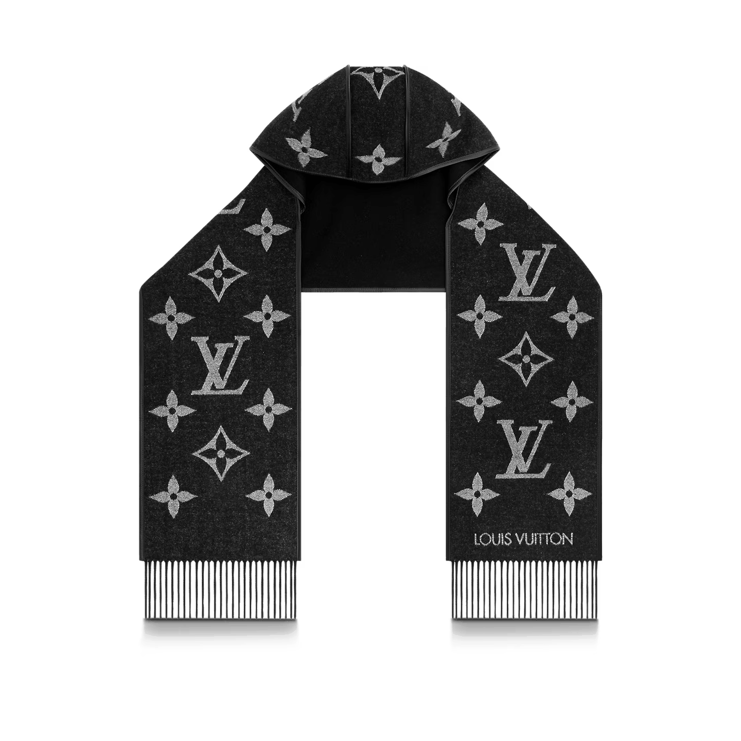 LOUIS VUITTON SCARF MONOGRAM WOOL BLACK LOGO BEANIE M77812