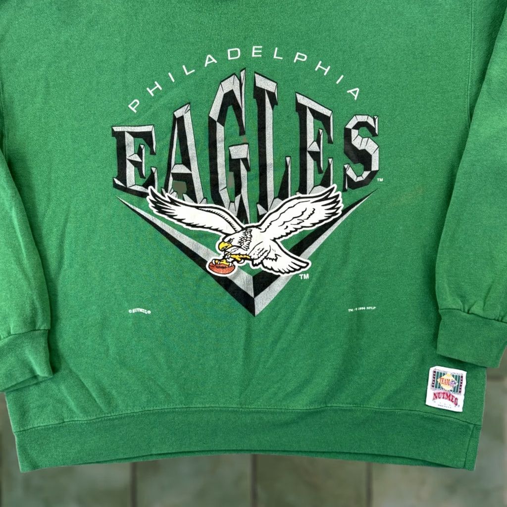 Nutmeg VINTAGE Nutmeg Philadelphia Eagles Sweatshirt Mens XL Kelly Green 90s NFL Football USA Shirt Long Sleeve Graphic Print Fleece Pullover Crew Neck Size US XL / EU 56 / 4 - 1 Thumbnail