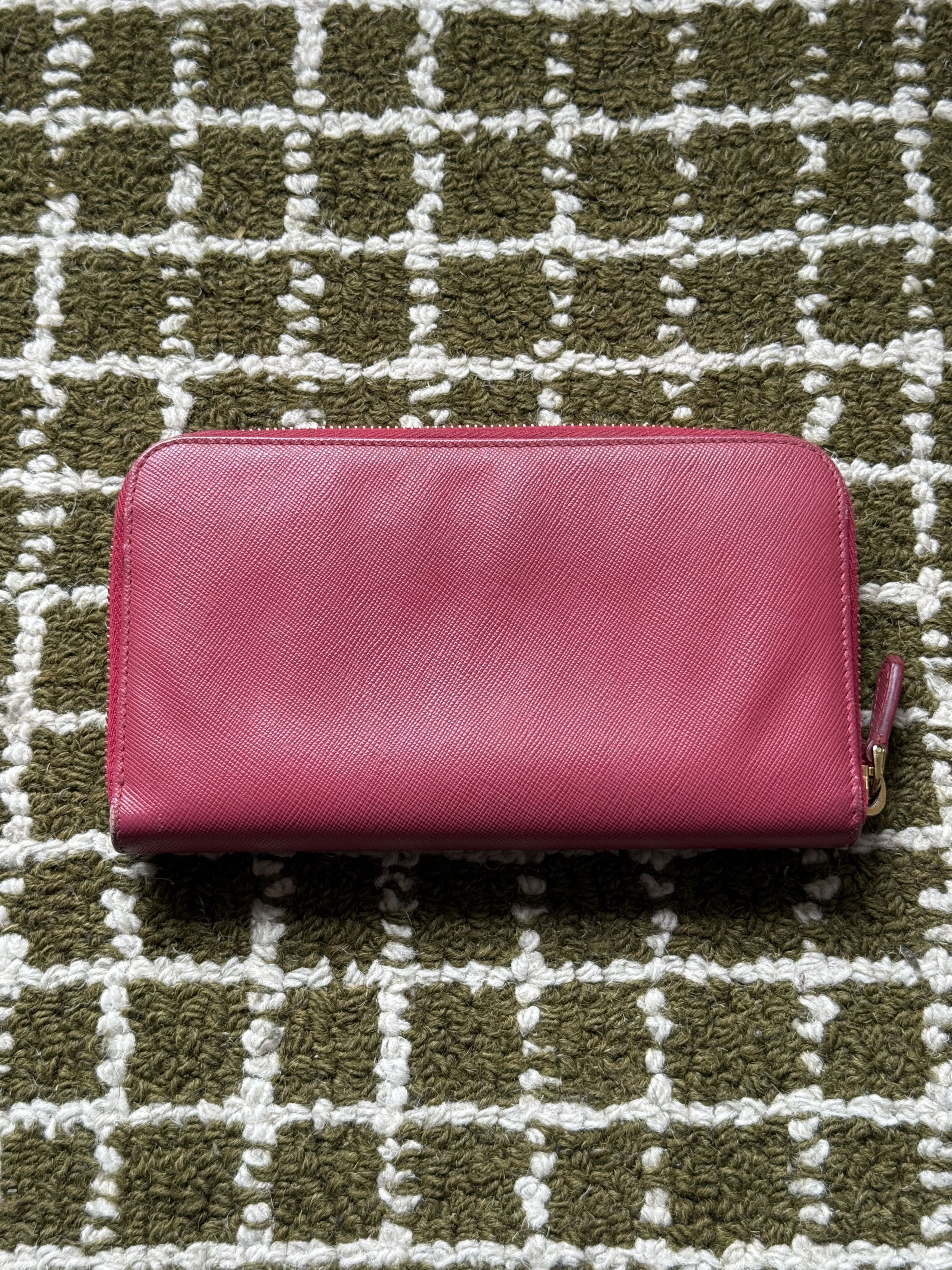 Prada Prada Saffiano Leather Zip-Around Continental Wallet Pink Size ONE SIZE - 8 Thumbnail