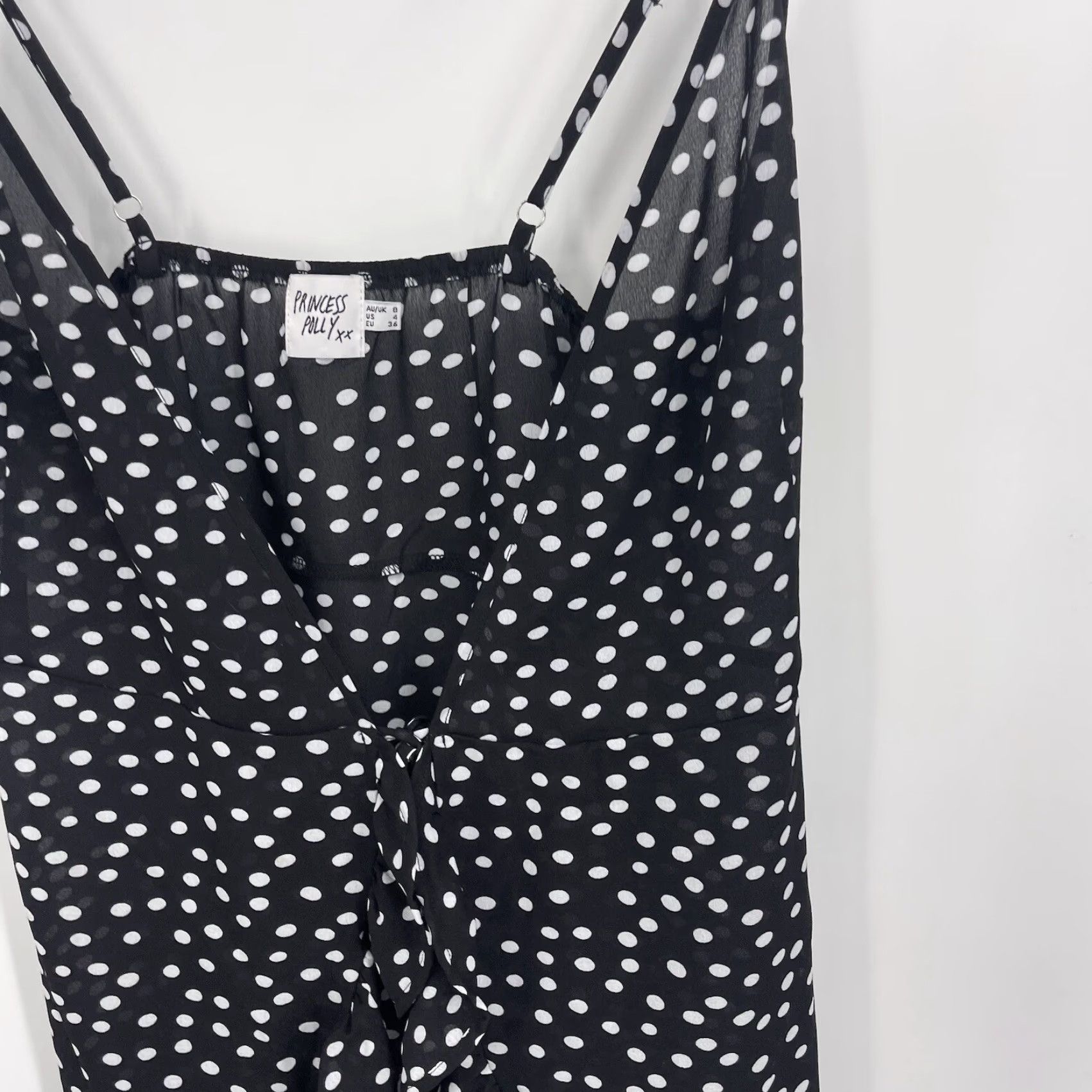 PRINCESS POLLY Princess Polly My Jewel Mini Dress Womens 4 Wrap Ruffle Polka Dot y2k 90s Slip Dress Bohemian 90s Womens Size S / US 4 / IT 40 - 3 Thumbnail