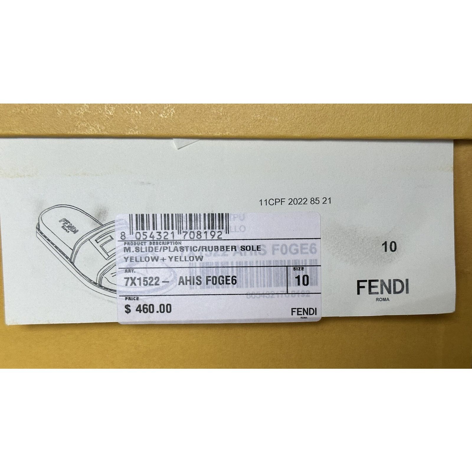 Fendi Fendi Men's FF Rubber Sandals Yellow 11 US/10 UK 7X1522 Size US 10 / EU 43 - 12 Thumbnail