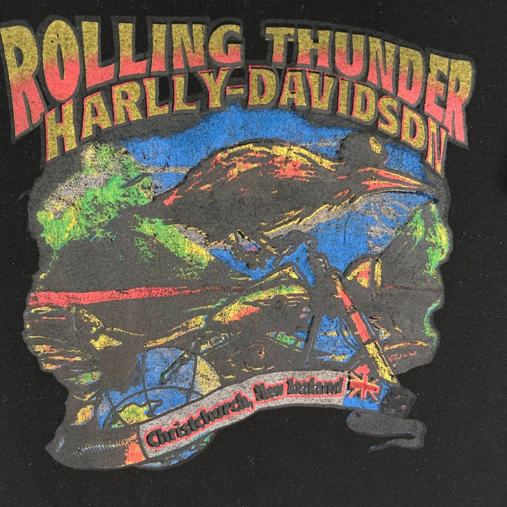 Harley Davidson VINTAGE Harley-Davidson Rolling Thunder Christchurch New Zeeland Adult Size XL Black T-Shirt Women Size XL / US 12-14 / IT 48-50 - 2 Thumbnail