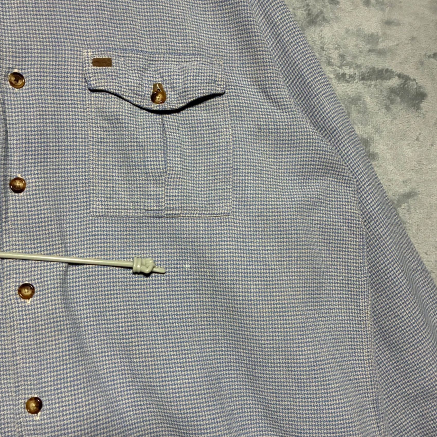 Orvis Orvis Shirt Mens Large Blue Houndstooth Double Pocket Button Down Flannel Shirt Size US L / EU 52-54 / 3 - 4 Thumbnail