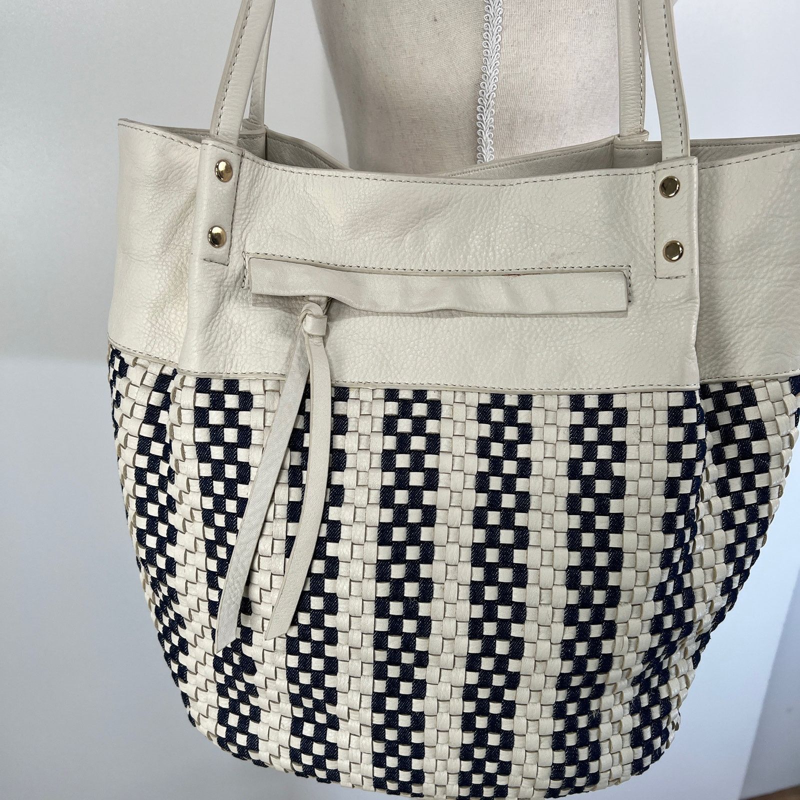 Other Kooba Leather Brown Shoulder Bag Tote White Denim Size ONE SIZE - 8 Thumbnail