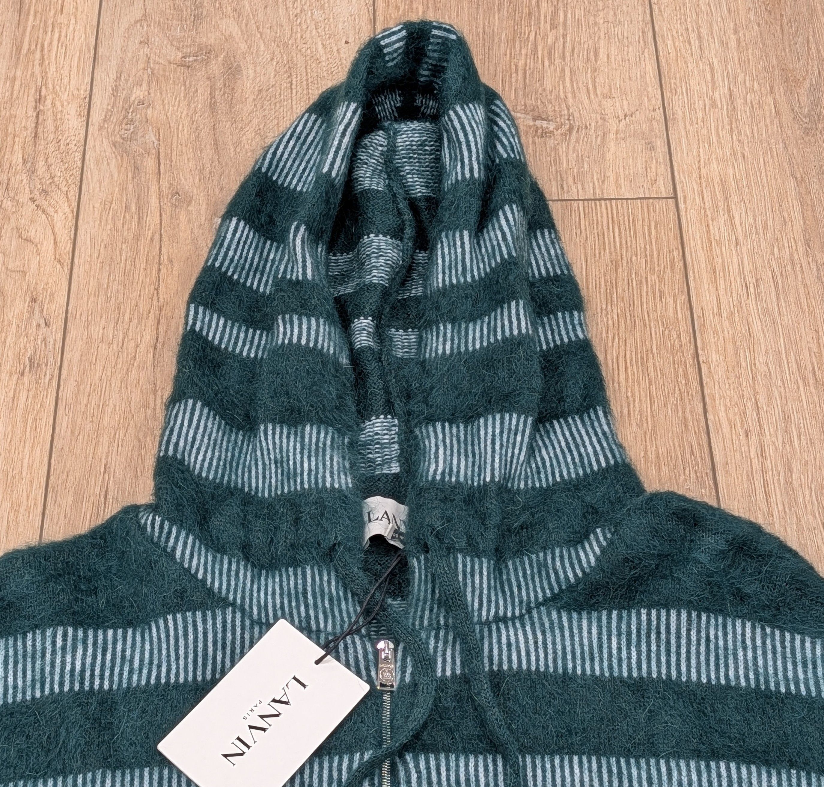 Lanvin Lanvin Striped Mohair Blend Sweater Hoodie Green Medium Size US M / EU 48-50 / 2 - 2 Thumbnail