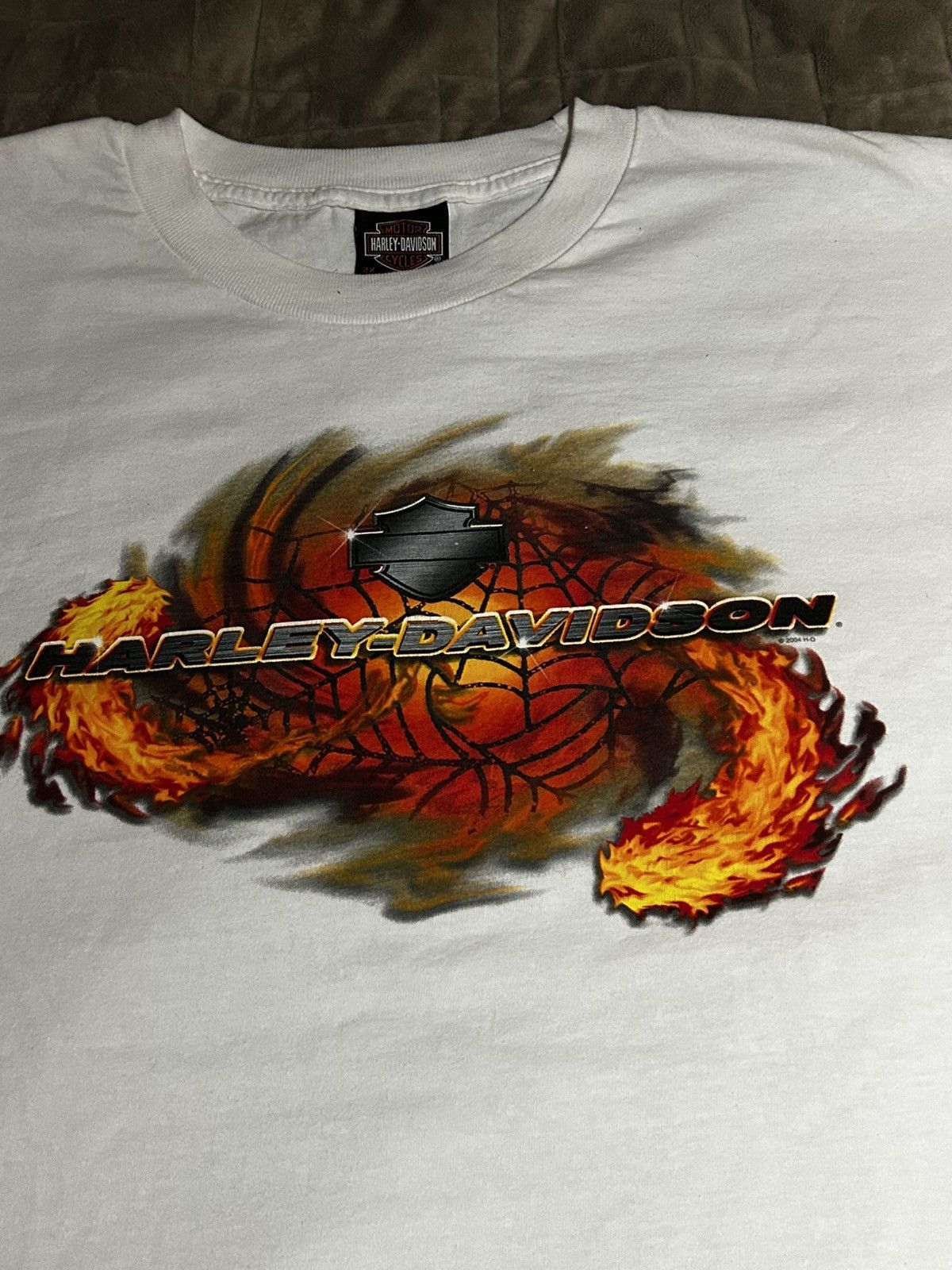 Harley Davidson Vintage 2004 Harley Davidson Spiderweb T-Shirt Size US XXL / EU 58 / 5 - 2 Thumbnail