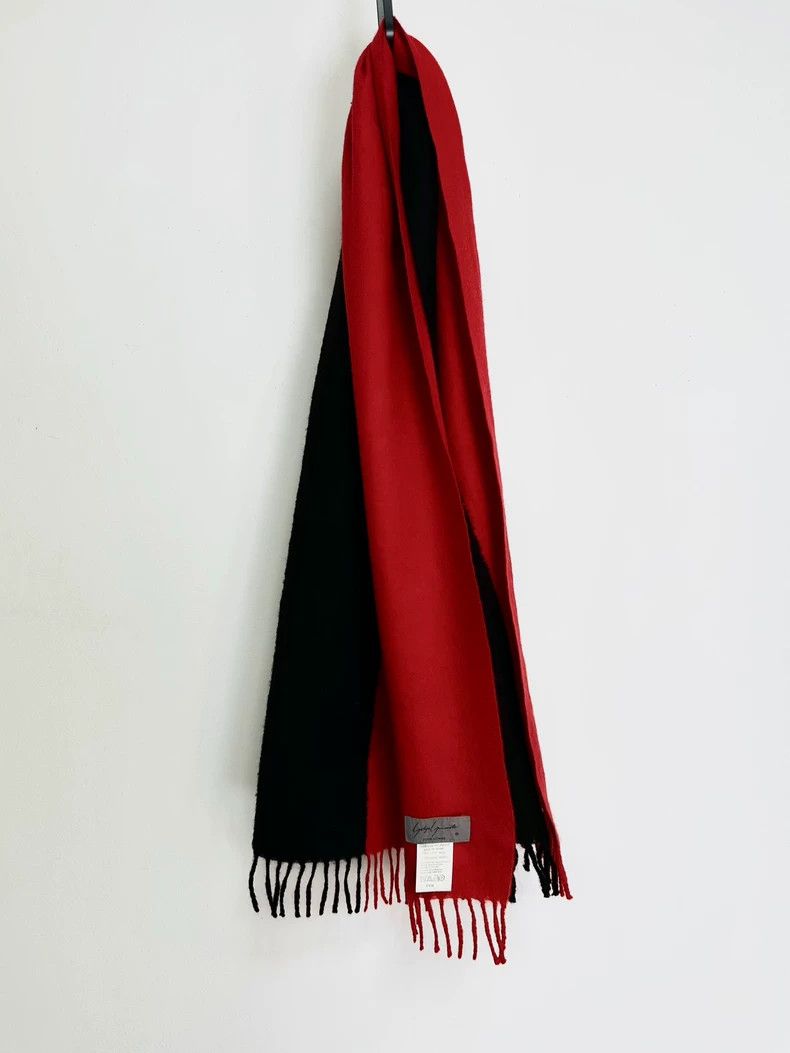 Yohji Yamamoto Yohji Yamamoto 90s Red and Black Wool Scarf 2505-Nextarrow Size ONE SIZE - 2 Thumbnail