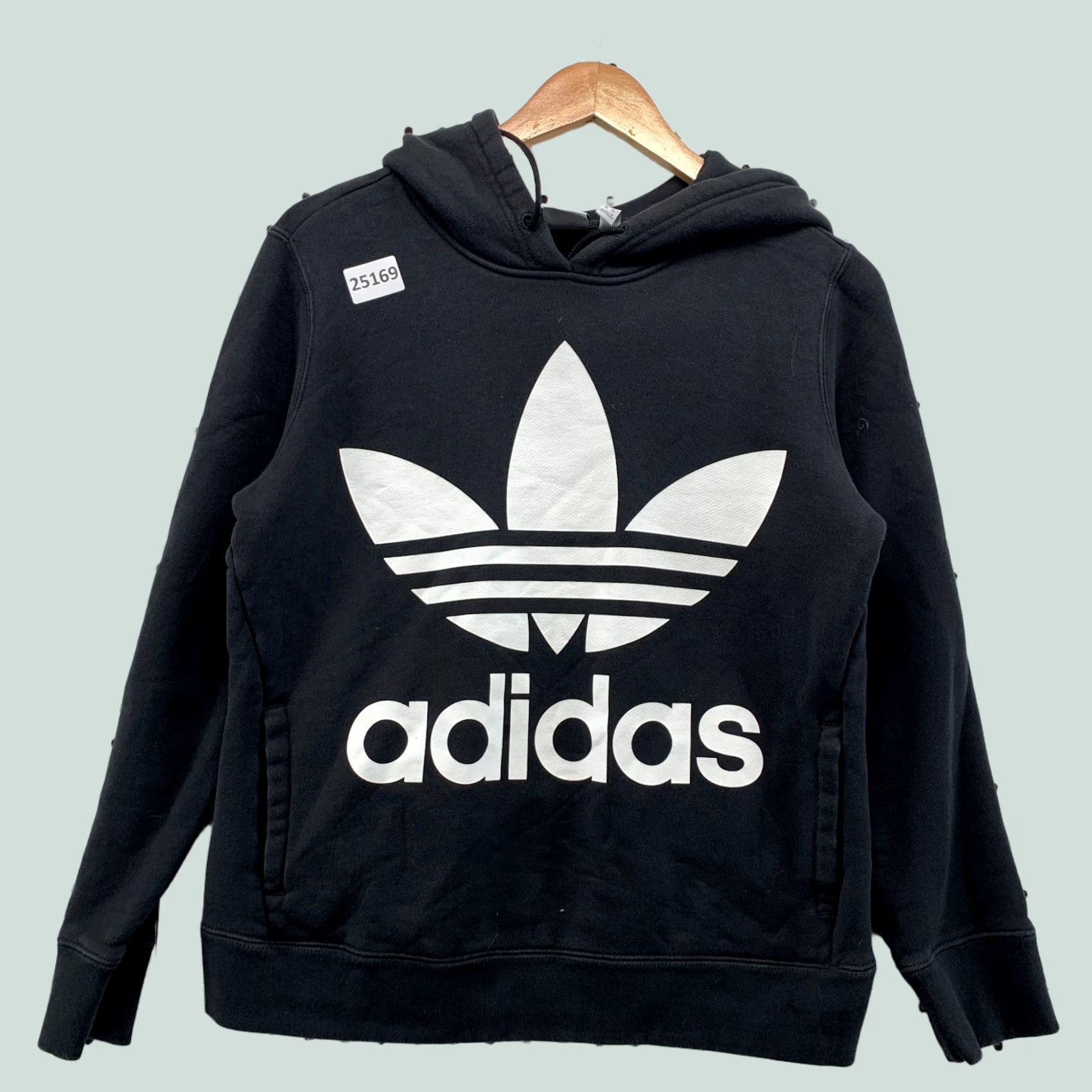 Adidas Adidas Originals Hooded Sweatshirt Black White Trefoil Logo Womens Small XS? Size S / US 4 / IT 40 - 1 Thumbnail