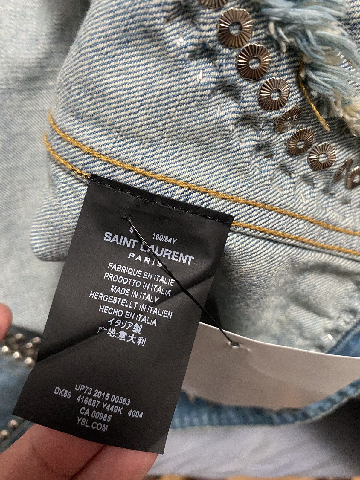 Saint Laurent Paris Saint Laurent Paris SS16 Denim Studded Crystal Jacket Size US S / EU 44-46 / 1 - 8 Thumbnail