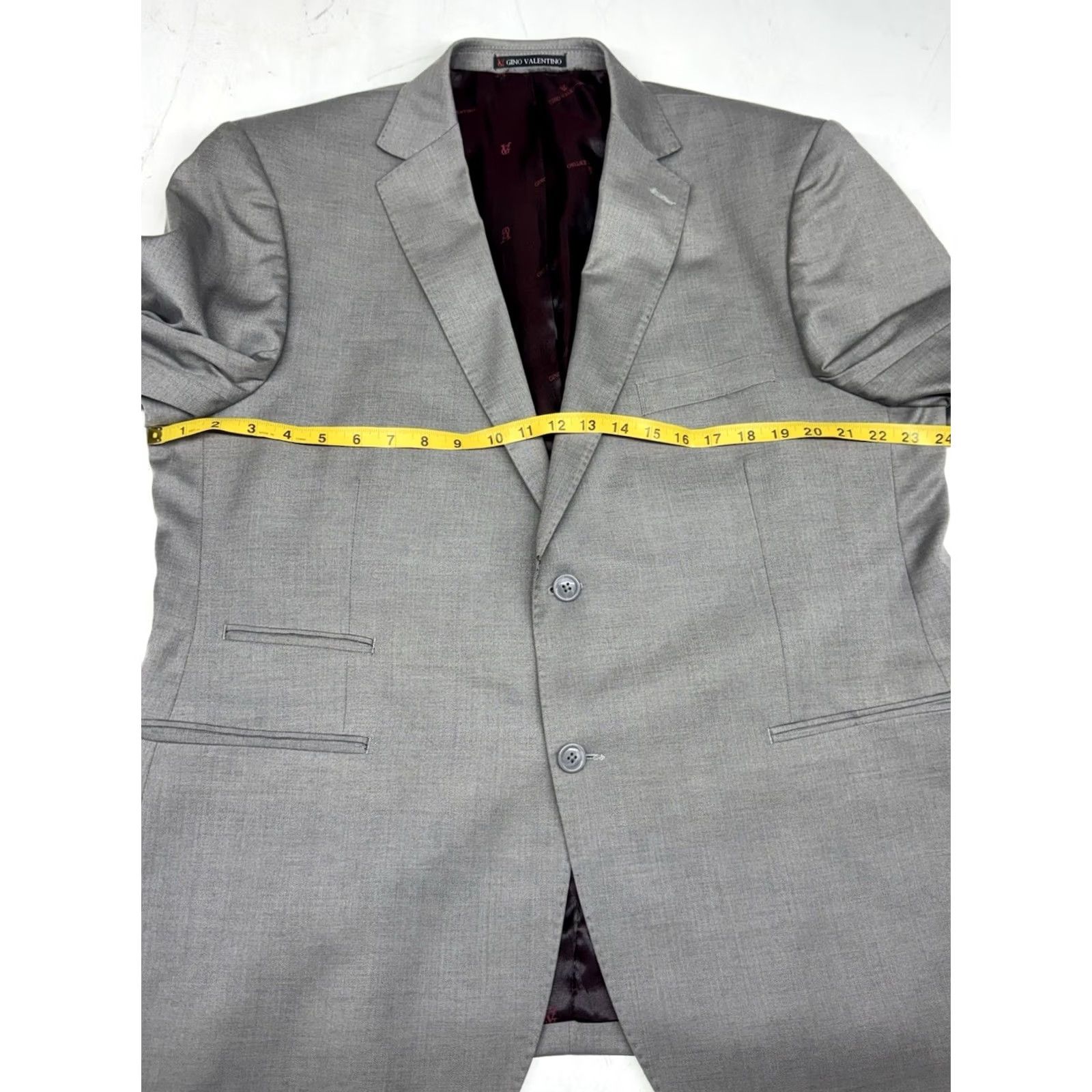 Valentino Gino Valentino Zegna Suit Gray Herringbone Silk Wool 2 Piece Mens 46R Regular Notch Lapel 2-Button Front Classic Linen? Size 46R - 7 Thumbnail