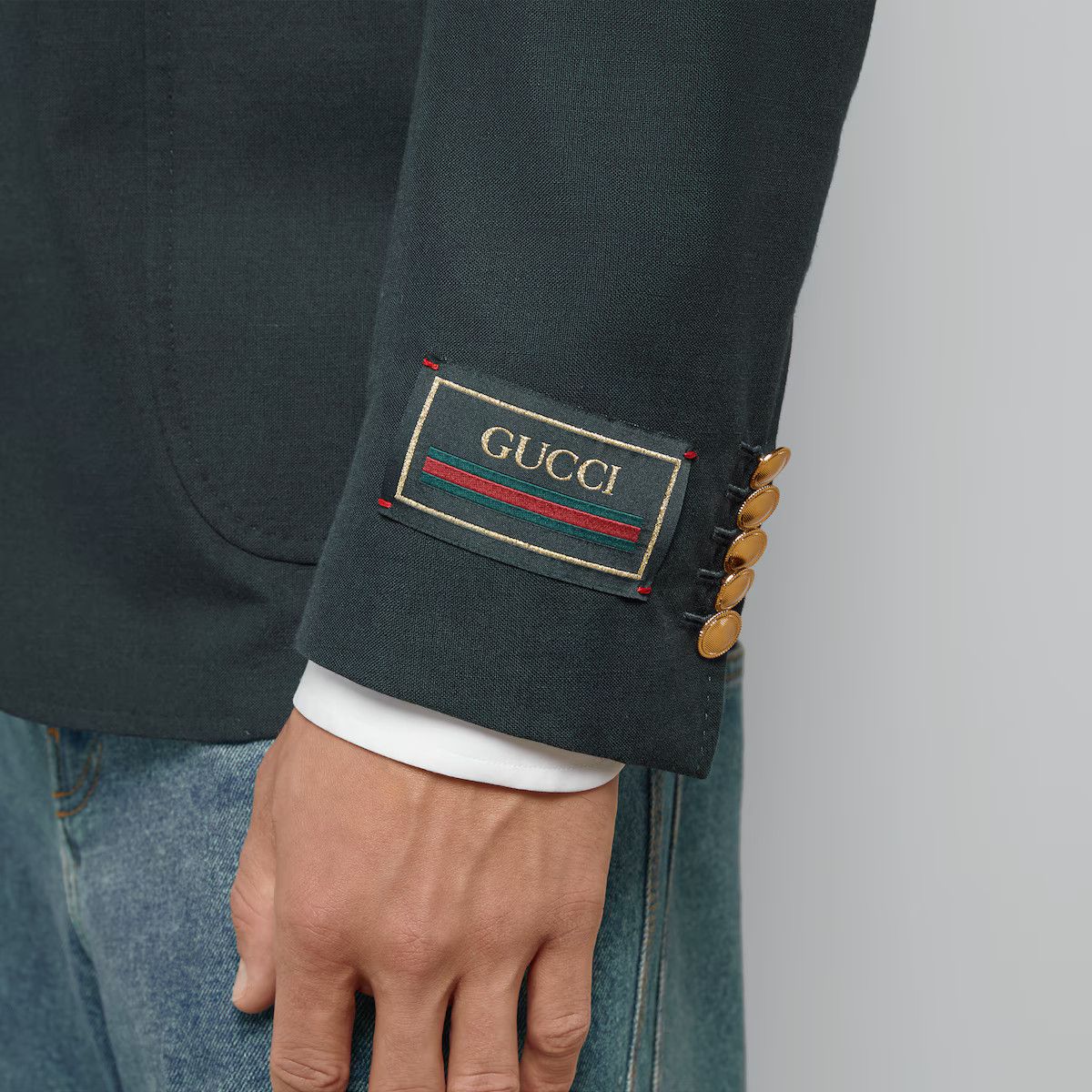 Gucci o1s1wg110225 Cotton Wool Mohair Formal Jacket in Dark Blue Size US L / EU 52-54 / 3 - 2 Thumbnail