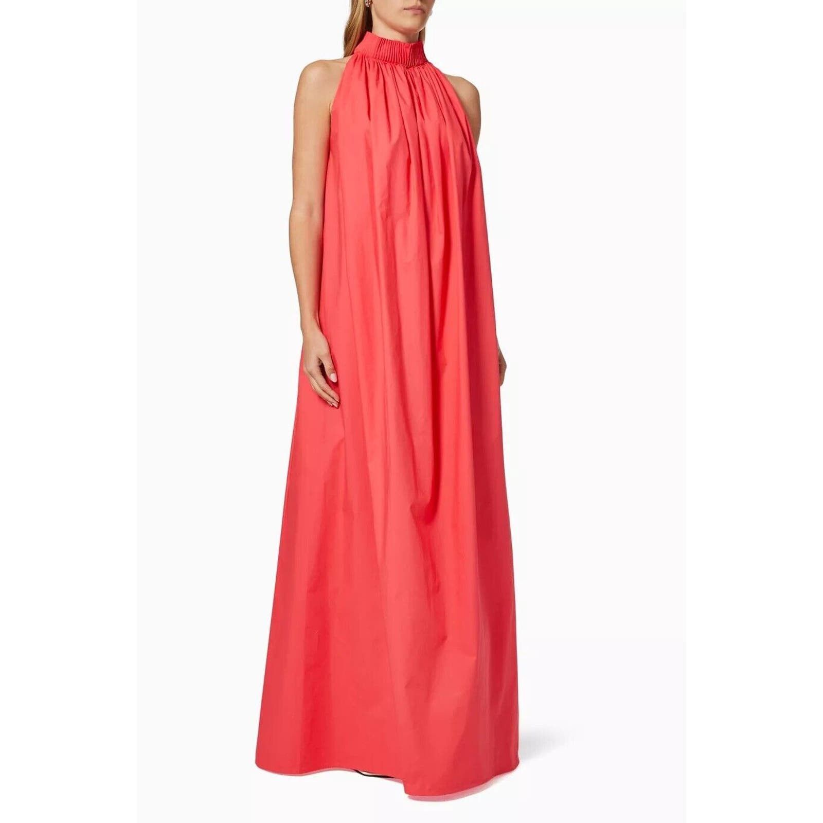 image of Roksanda Anaisa Maxi Dress Pink High Neck Maxi Cotton Poplin, Women's (Size Medium)