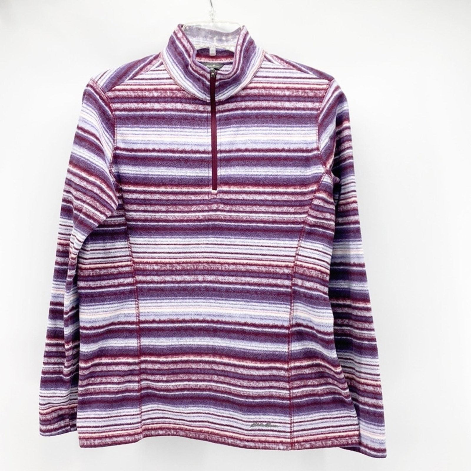 Eddie Bauer Eddie Bauer purple striped fleece quarter zip pullover sz M Size M / US 6-8 / IT 42-44 - 1 Thumbnail