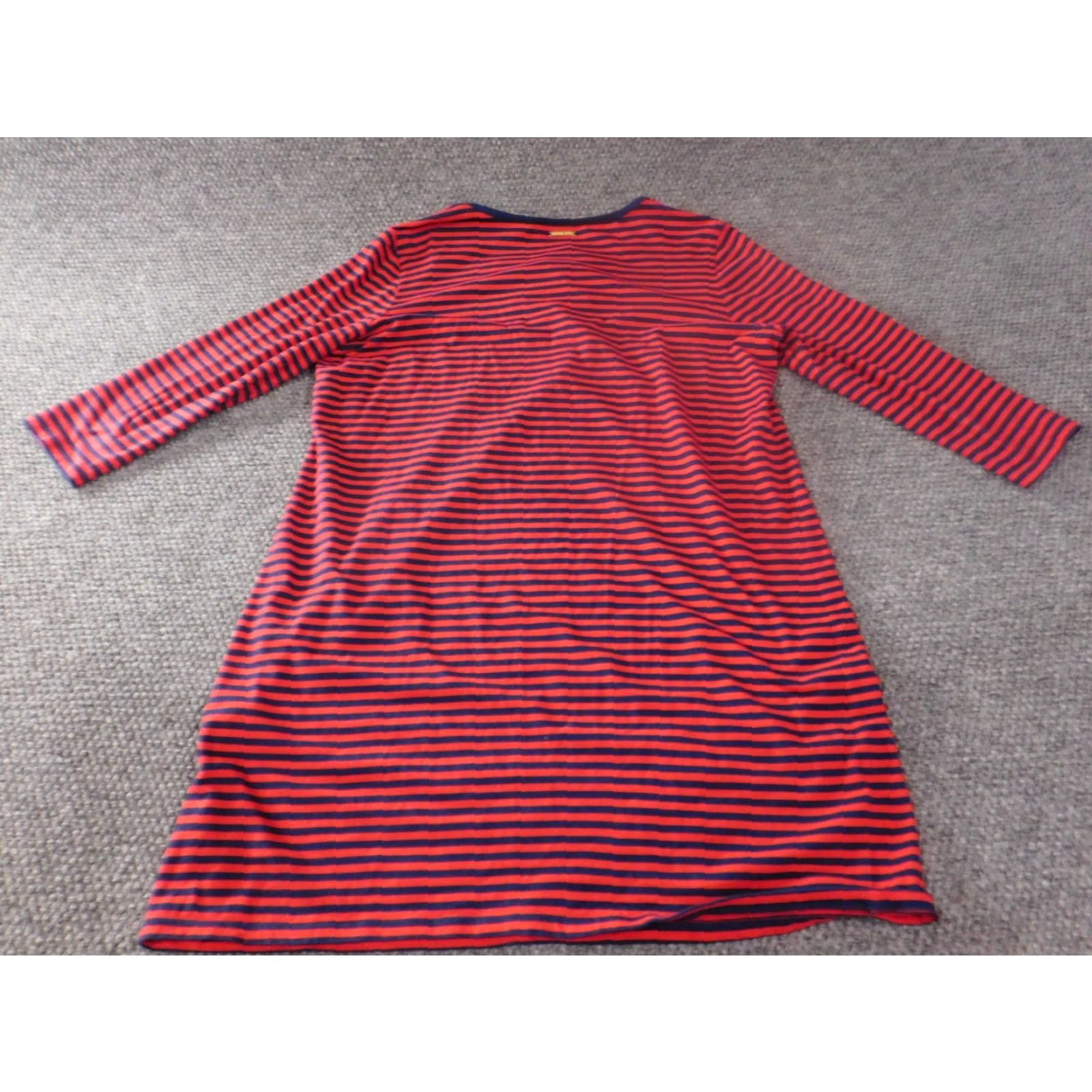 Michael Kors Michael Kors Dress Large Red Striped Womens Knit A-Line Knee Length Casual Round Neck Long Sleeve Pullover Cotton Viscose Stretch Size L / US 10 / IT 46 - 7 Thumbnail