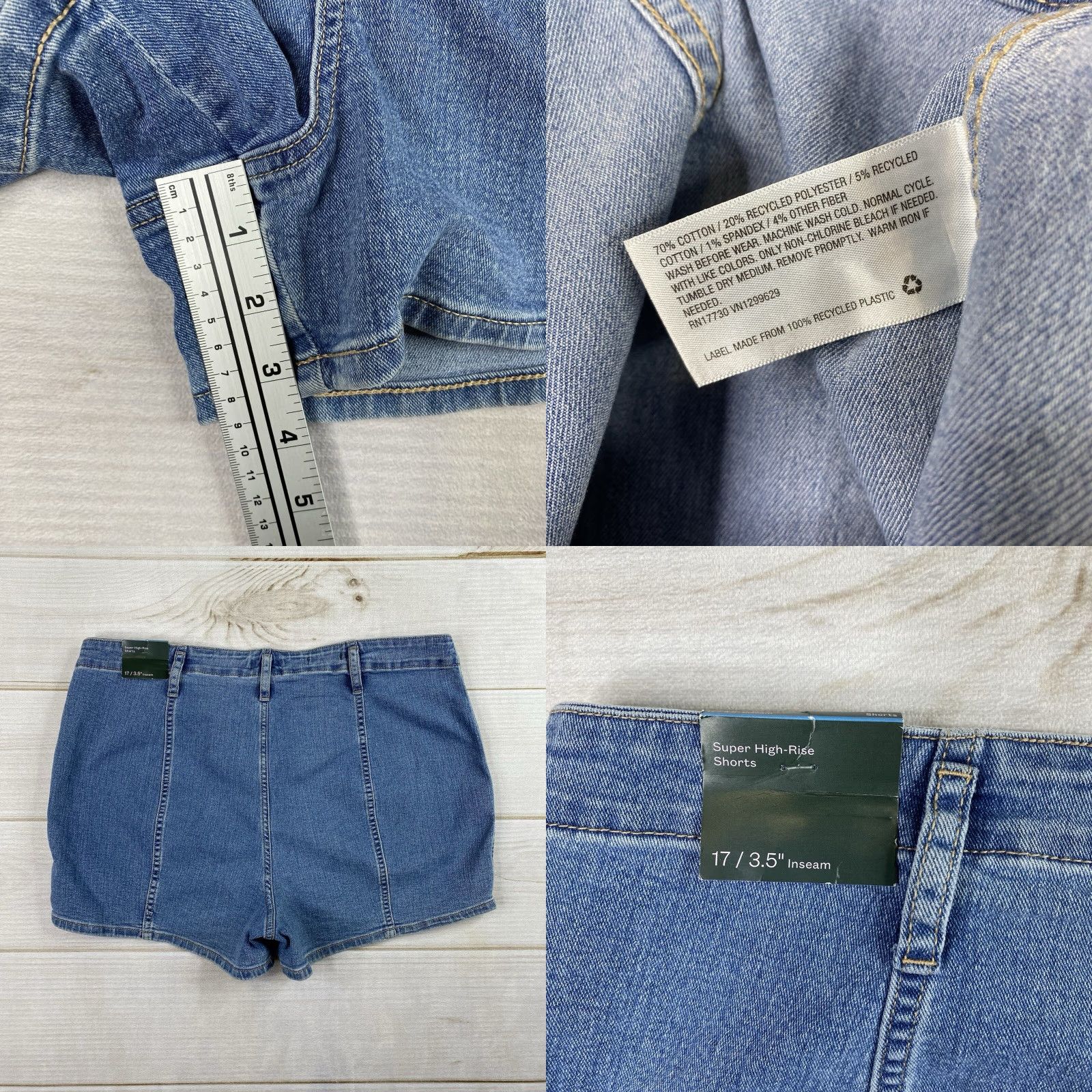Vintage Wild Fable Shorts Womens Juniors 17 High Rise Denim 3.5 Inseam Med Wash Blue Casual Beach 90s Womens Shorts Size 38" / US 16 / IT 52 - 8 Thumbnail