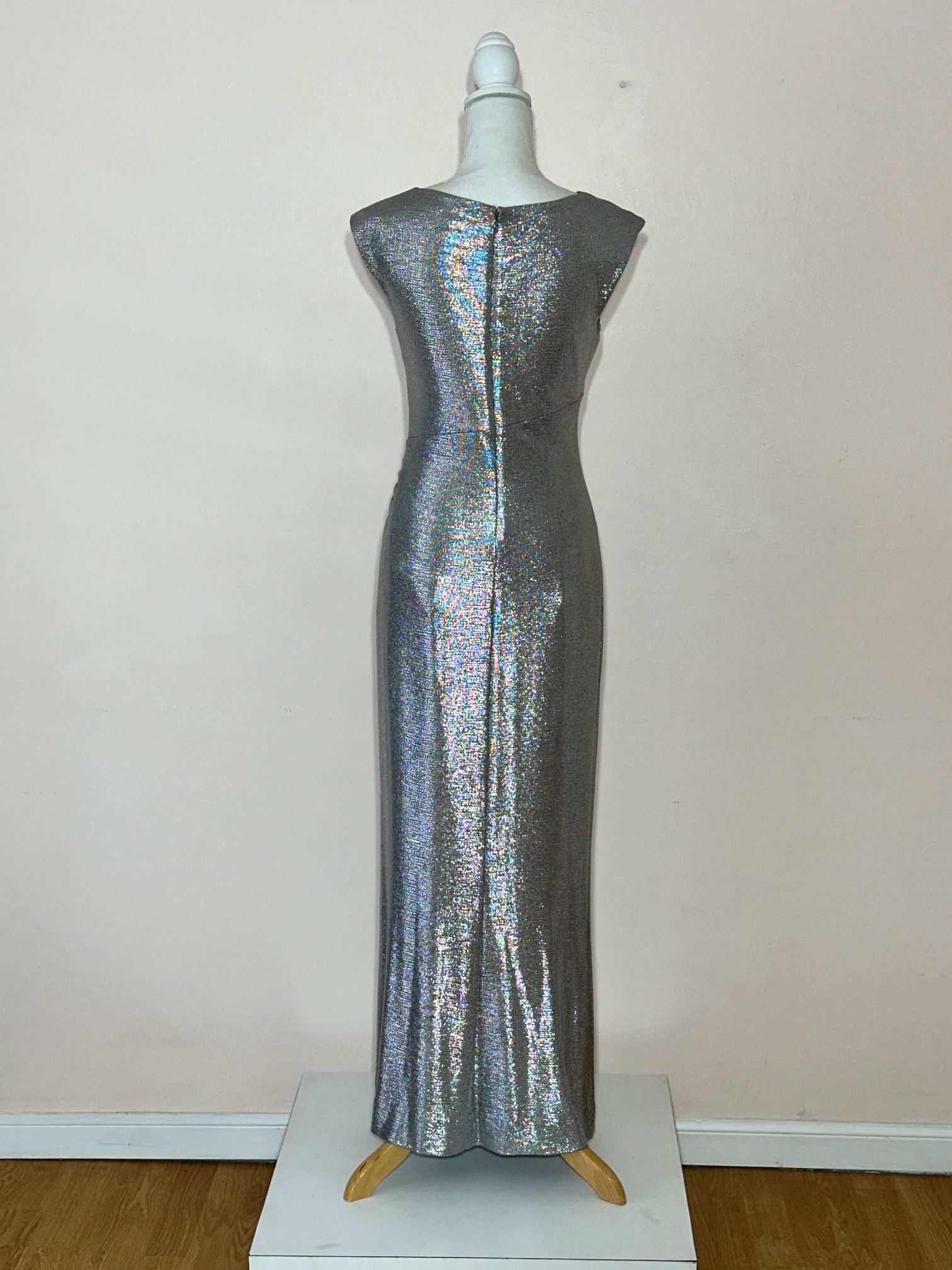 Lauren Ralph Lauren Classic Silver Boat Neck Sparkle Gown Size S / US 4 / IT 40 - 6 Thumbnail